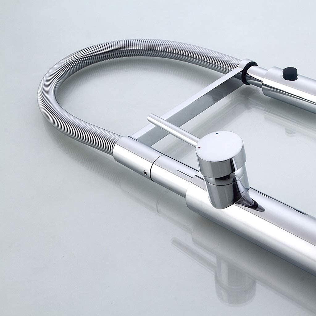 Rubinetto da Cucina Moderno Cromato Estraibile con beccuccio Girevole a Molla, Elegante Miscelatore per Bar e Bagno, Design Raffinato per Un Facile utilizzo e Una funzionalità migliorata.