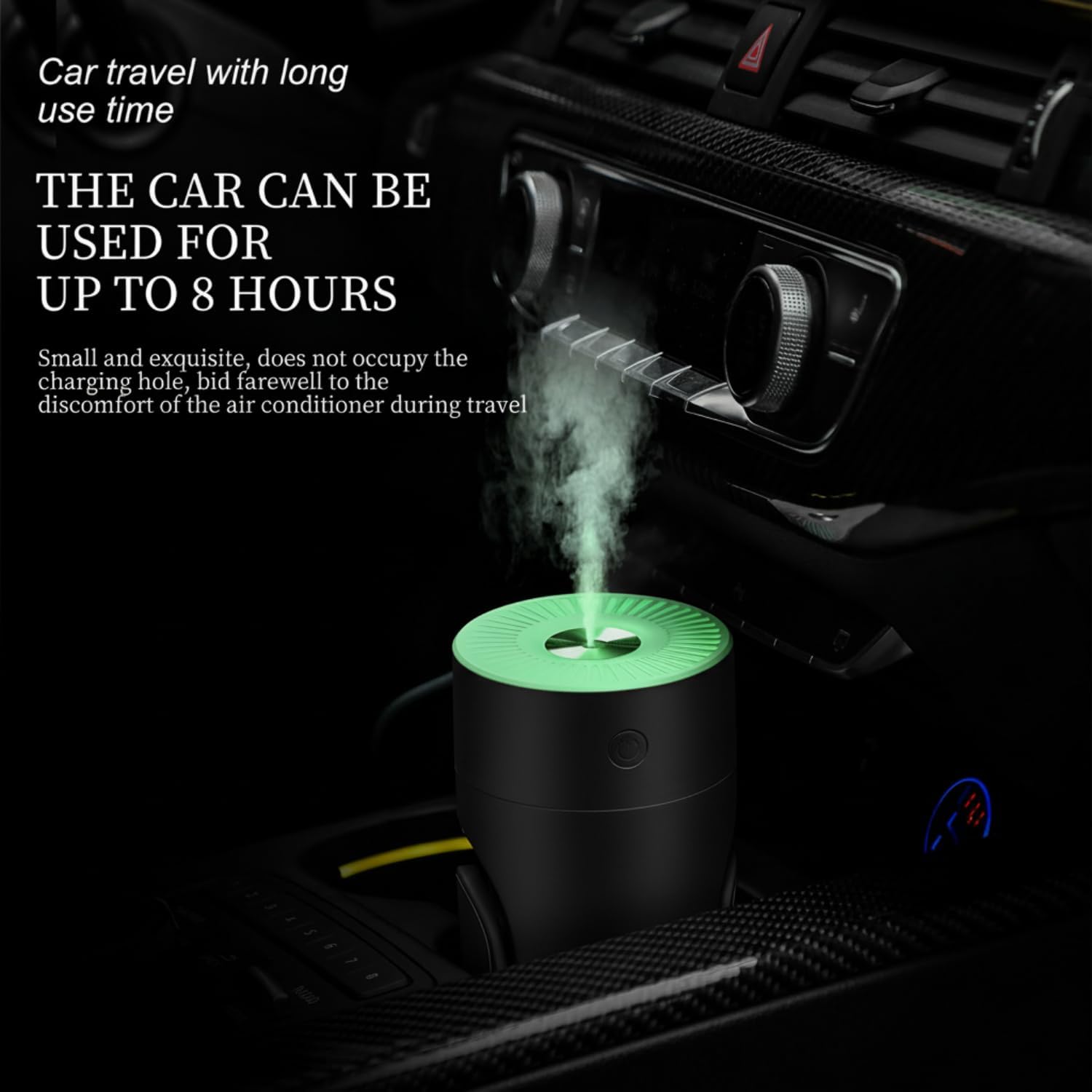 Portable Mini Humidifier with 2 Mist Modes, 220ml Cool Mist Rotation Humidifiers with Colorful Night Light, Quiet Operation, USB Personal Desktop Humidifier for Bedroom, Office, Travel, Car, Black