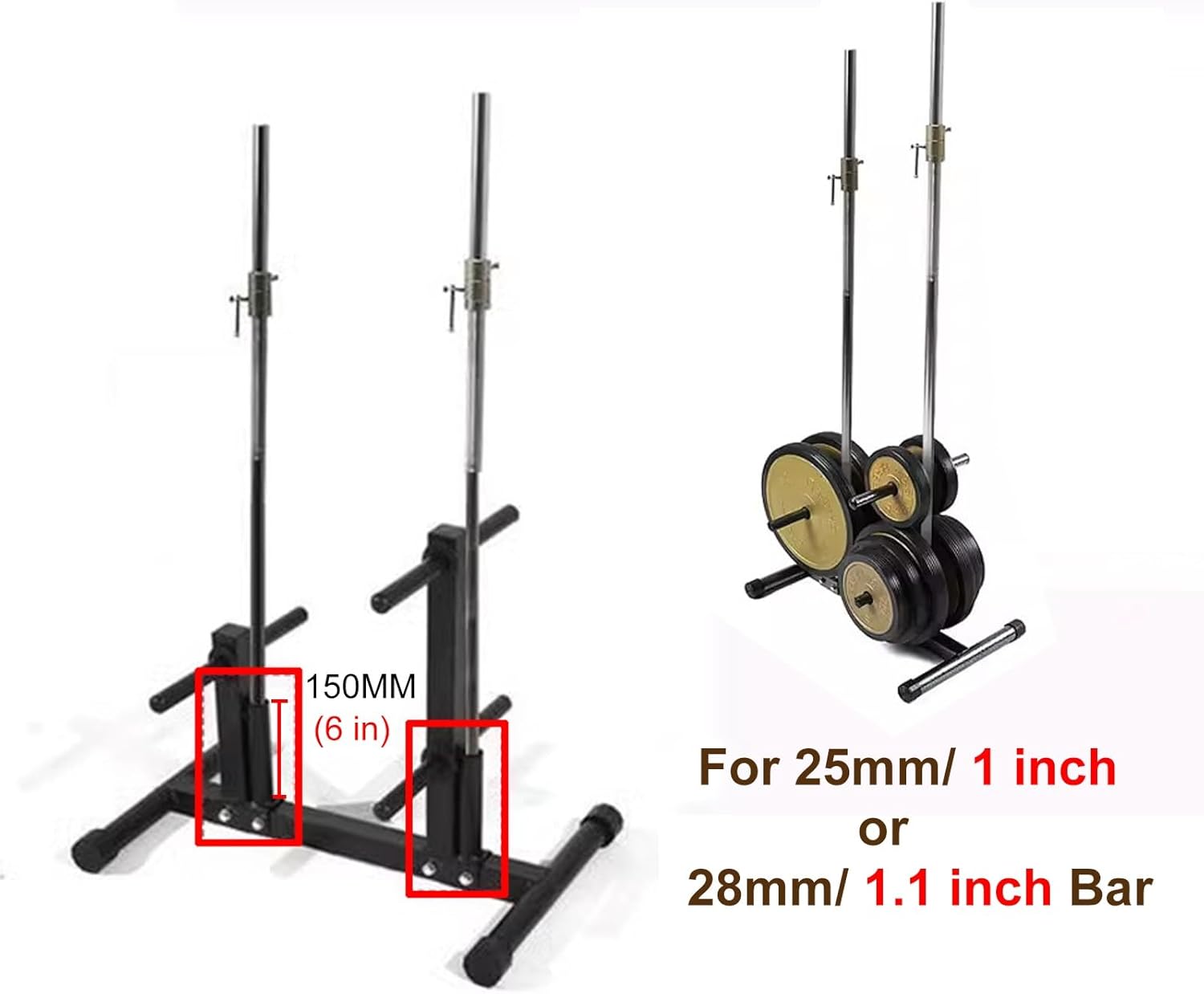 ZAQYCM Small Olympic Bumper Weight Rack, Space-Saving 6-peg Home Gym Weight Plate Holder for 1 or 2 Inch Plates, Metal Steel Barbell Holder Floor Stand, Black Olympic Weight Plate Rack Holder