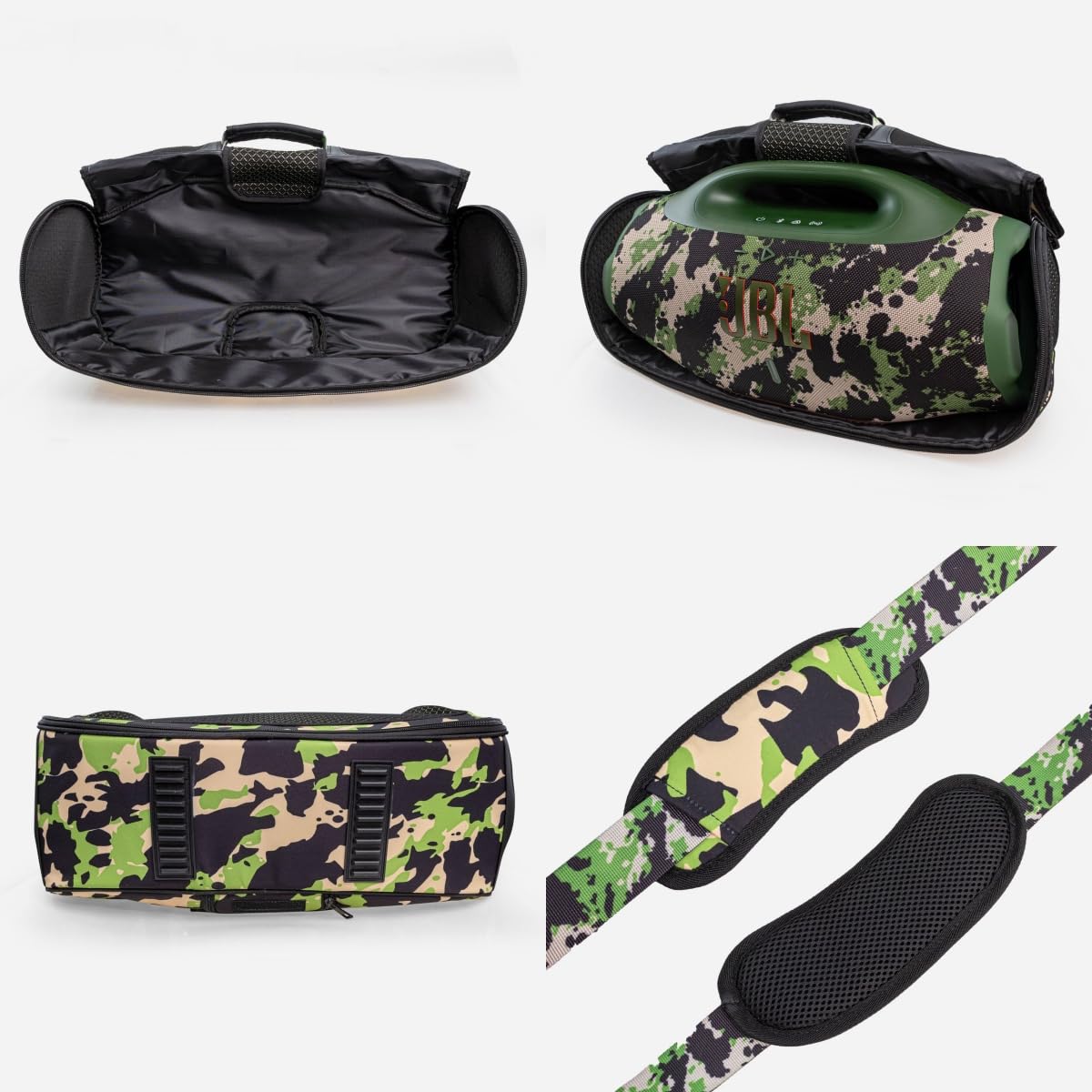 Custodia protettiva con Tracolla per JBL BOOMBOX 4 Altoparlante, Portatile Borsa portaoggetti Da esterno Acustico Custodia morbida (Mimetico Verde)