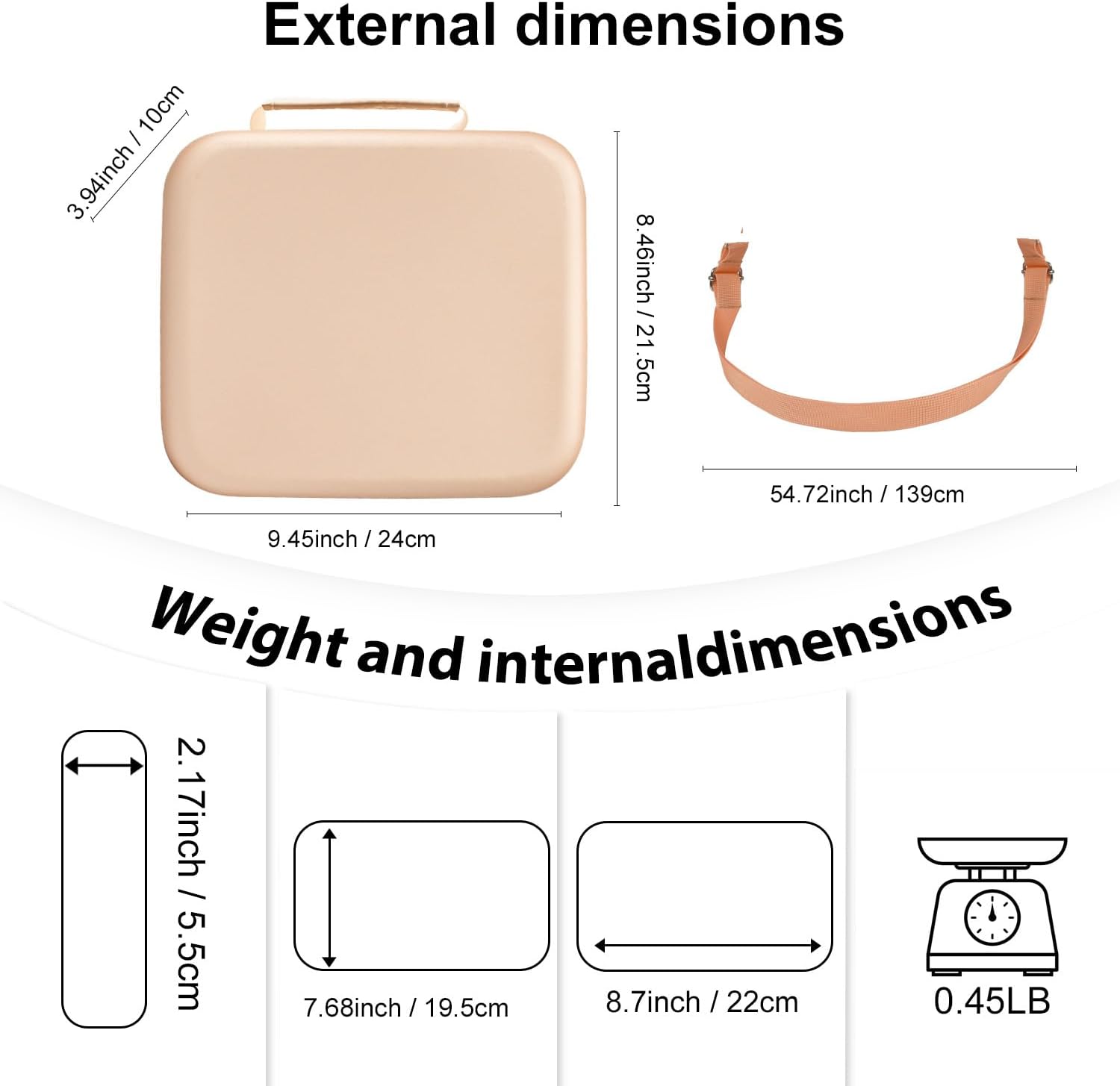 Hard Case Compatible with Canon SELPHY CP1500/CP1300/ CP1200 Photo Printer,PU Surface,Powerful waterproof and anti fouling function,Built in shock absorber pad(Rose Gold,Case Only) - Image 3