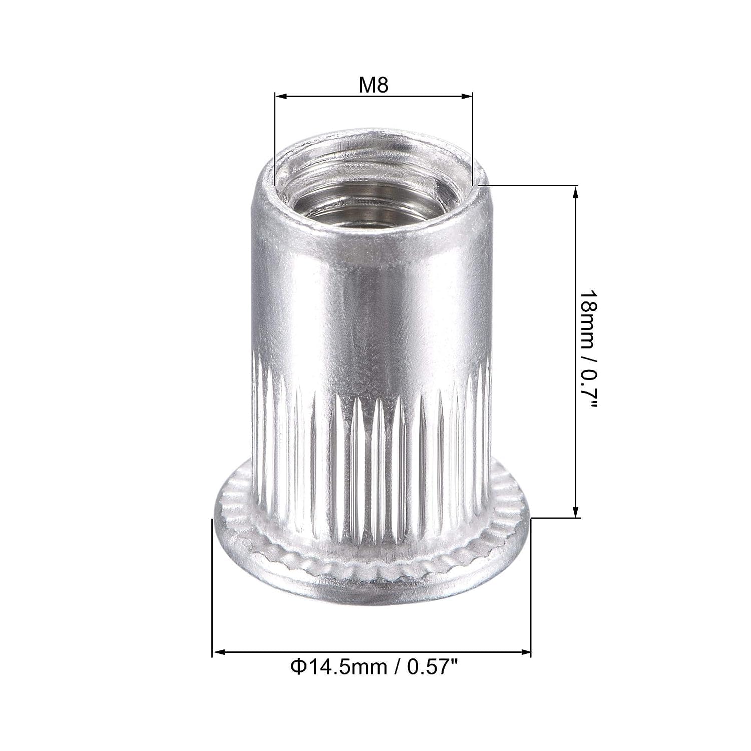 veda 25 pezzi di alluminio filettata M8 rivetto dado Rivnut inserto Nutsert 8 mm