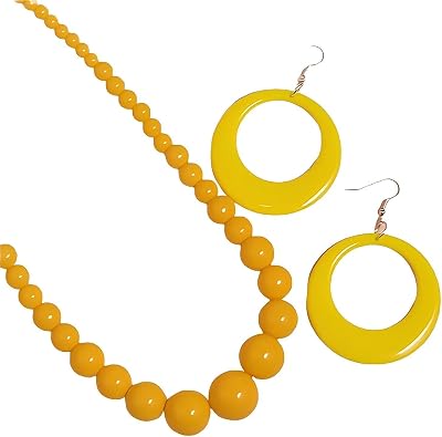 tenghong2021 Summer Chunky Large Beads Necklace Earrings Handmade Candy Color 80s Acrylic Beads Jewelry Set for Women Jewelry