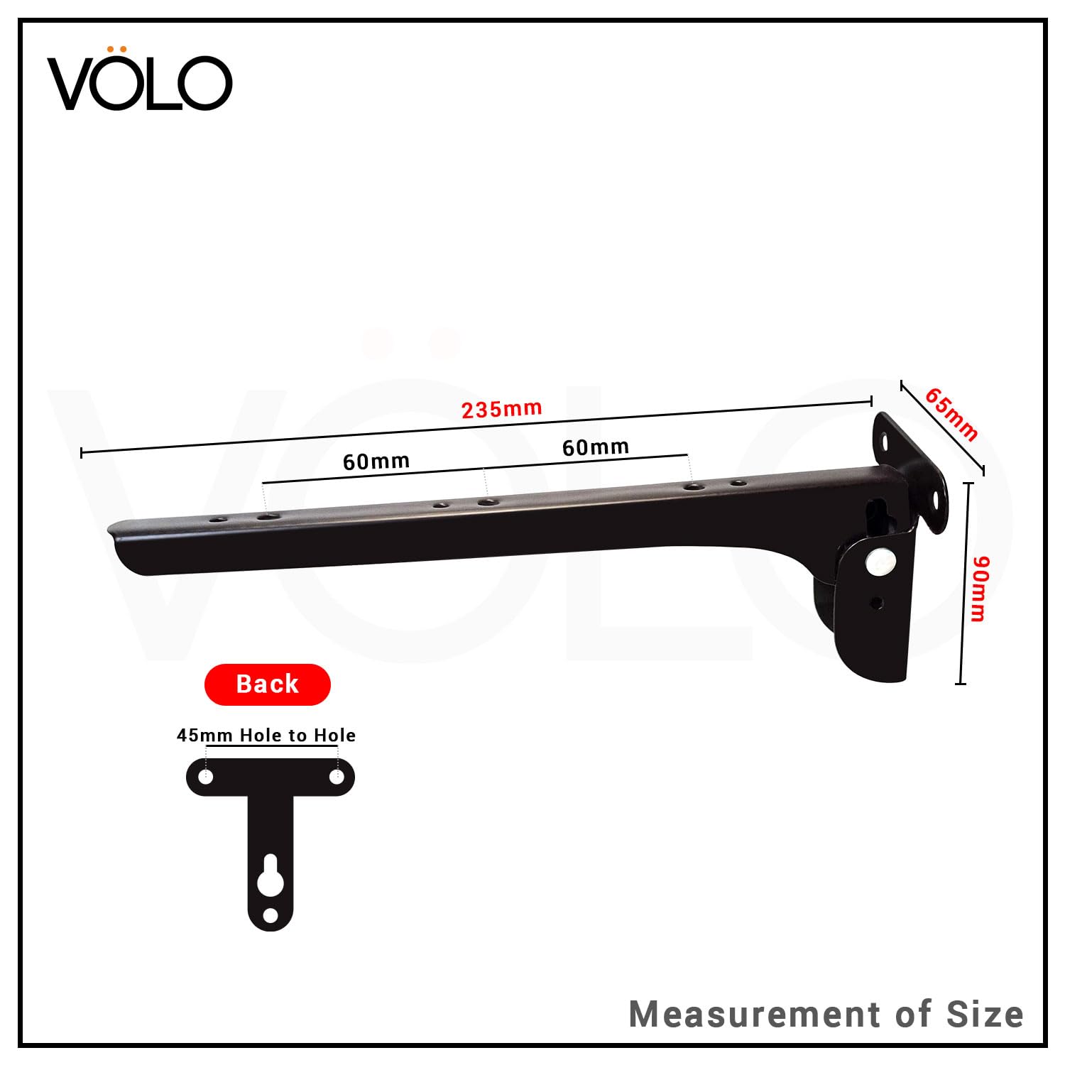 Volo Heavy Duty 9-Inch Foldable Shelf Bracket - Folding Table Bracket with Fittings for Steel Tables, (Color: Cherry) (1 Set) 1