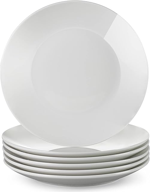 LOVECASA 'Sweet' 6-Piece Dessert Plates Round China Porcelain Side Plate Snack Plate Salad Plate for Salad/Fruit/Snack Plate, White 21.5*21.5*2.5 cm
