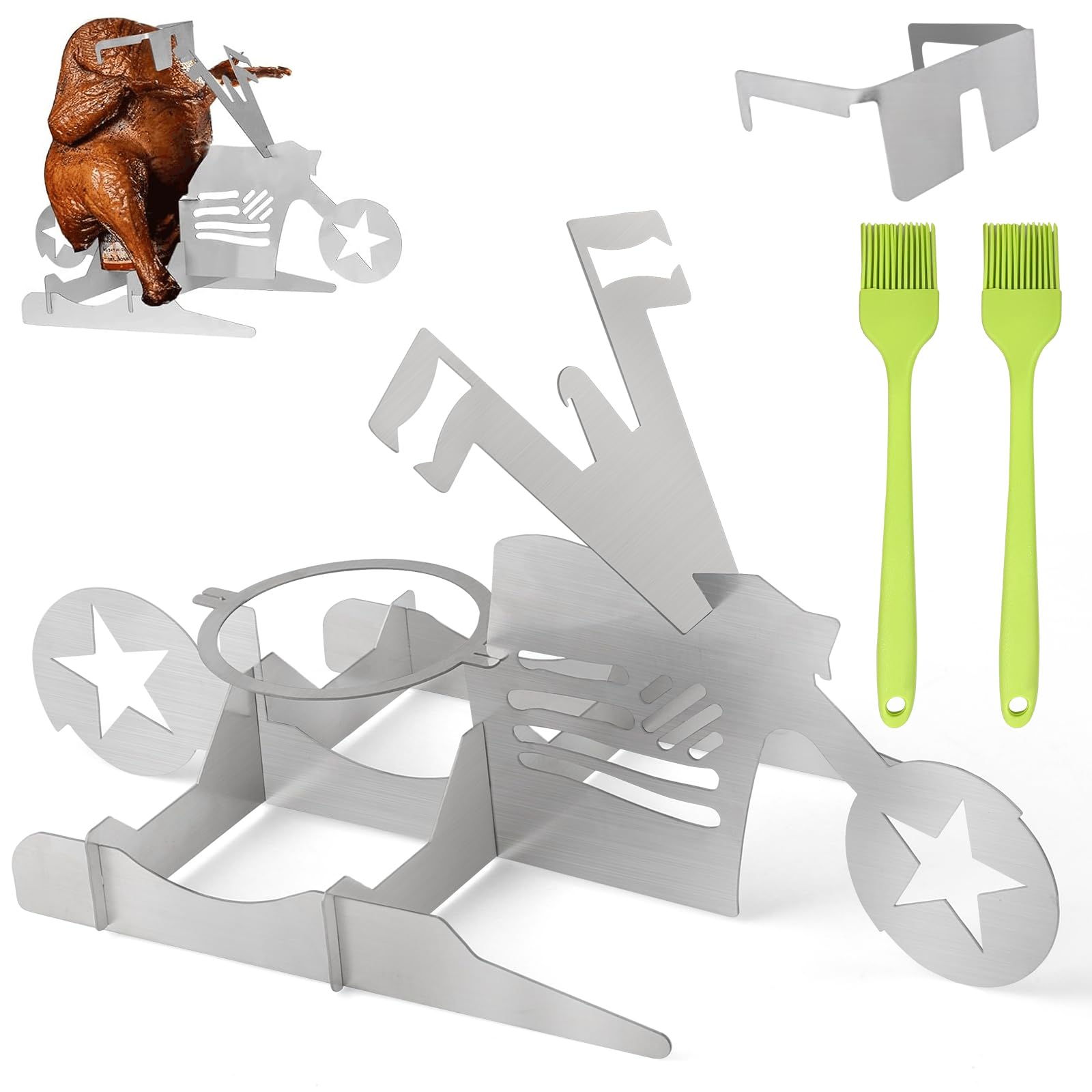 Zhiwei Chicken Holder Grill American Motorcycle BBQ, Portable