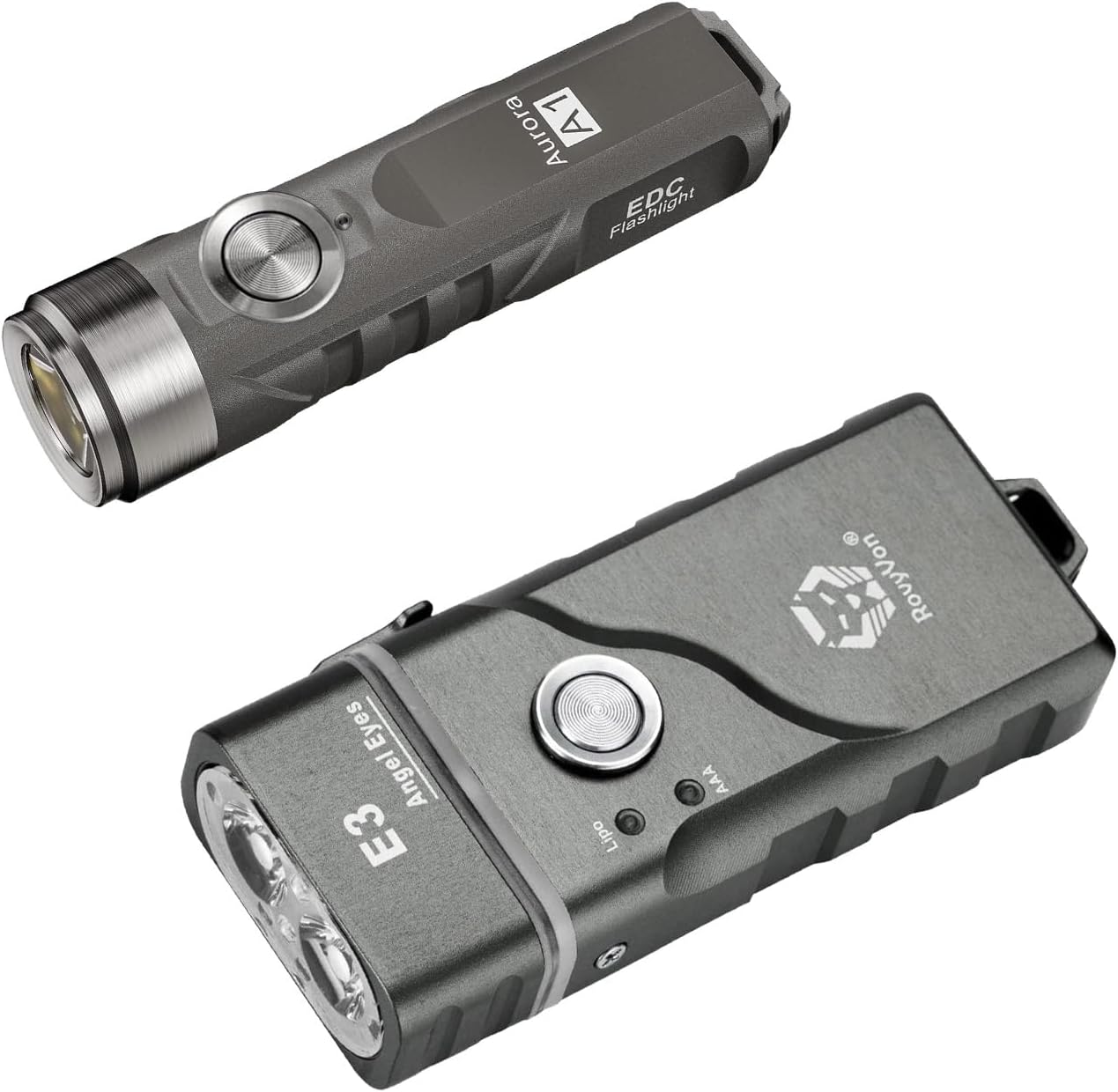 RovyVon A1 650 Lumen Keychain Flashlight Bundle with E3 Dual Power Source EDC Flashlight