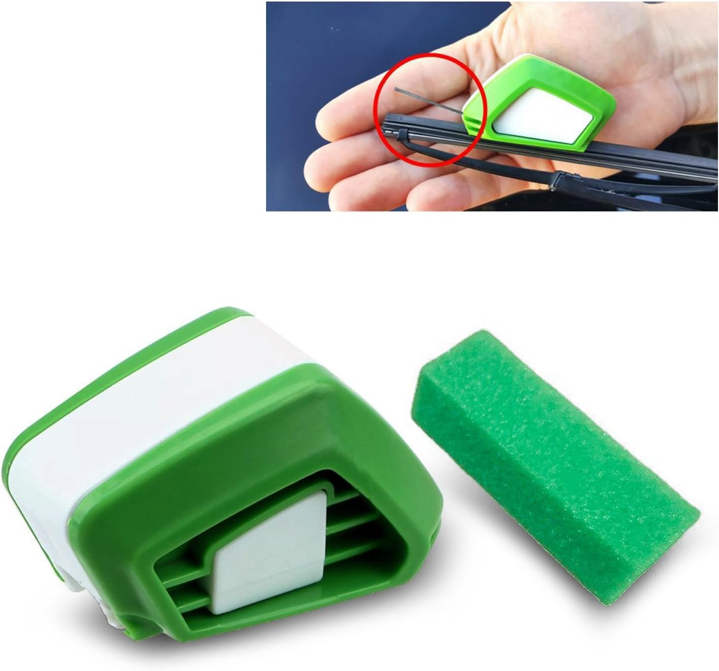 Yowjun 1 PC Car Windshield Wiper Repairer, Wiper Blade Cutter Quick Repairer, Extend Wiper Life DIY Smart Repair Tool with Cleaning Sponge, Universal Car Repair Maintenance Accessories (Green)