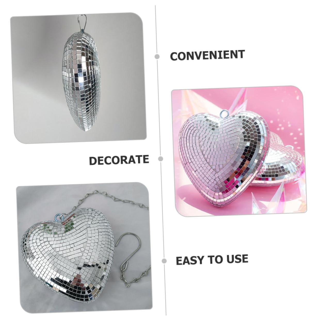 Amosfun 5 Piezas Bola de Discoteca Colgante Forma Reflectante para Decoración de Fiestas para Bodas Cumpleaños y Celebraciones Navideñas