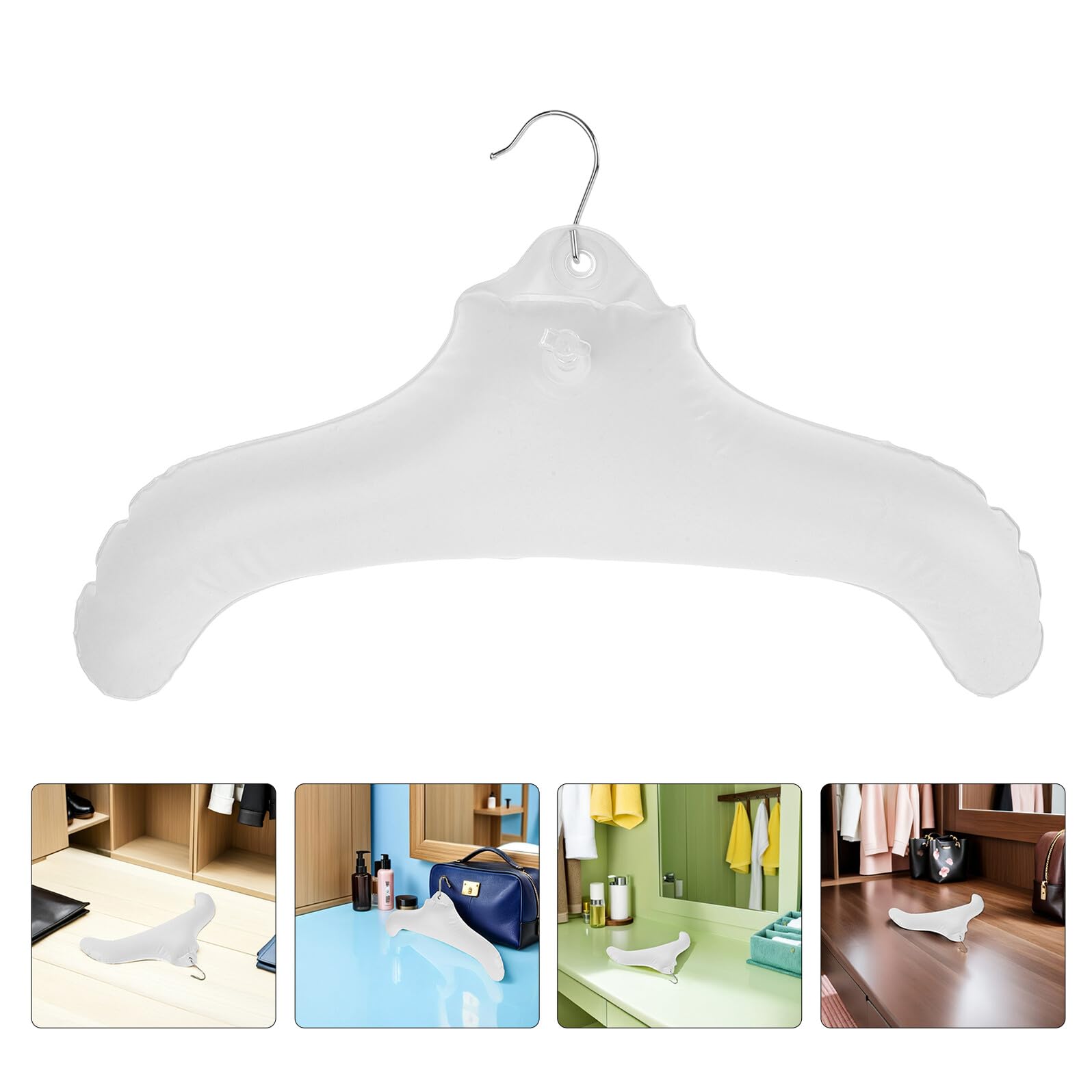 BESTYASH 8 Pezzi Grucce Gonfiabili in Pvc Bianche Portatili Facili da Gonfiare per Viaggi e Asciugatura Vestiti Organizer Compatto e Salvaspazio