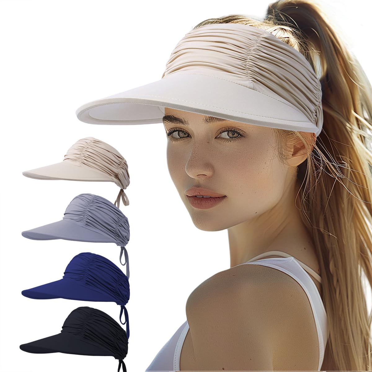Outdoor Sun Visor damski kapelusz przeciwsłoneczny, szerokie rondo, damska czapka sportowa, kapelusz plażowy, daszek przeciwsłoneczny