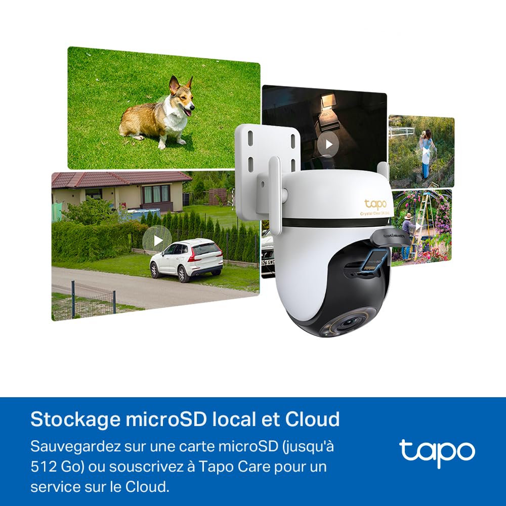 Tapo C530WS Caméra de Surveillance extérieure 360° 3K 5MP Vision Nocturne Couleur Starlight Détection IA Suivi de Mouvement WLAN Ethernet