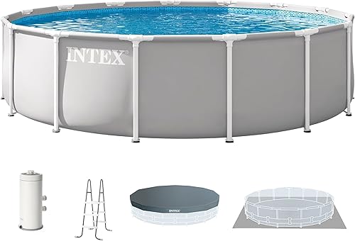 Miniatura 19 de Intex 26701EH Juego de piscina sobre el suelo con marco de prisma Premium: 10 pies x 30 pulgadas – Incluye bomba de filtro de cartucho de 330 GPH
