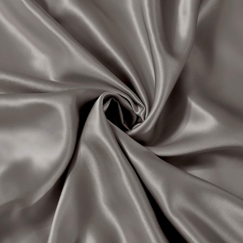 THXSILK 25 Momme Seidenbettwäsche Set 3 teilig, Bettbezug 200 x 220 cm und 2 Kissenbezüge 40 x 80 cm, Hypoallergen Maulbeerseide Bettwäsche Set, Ultra Weich und Glatt, Holzkohle