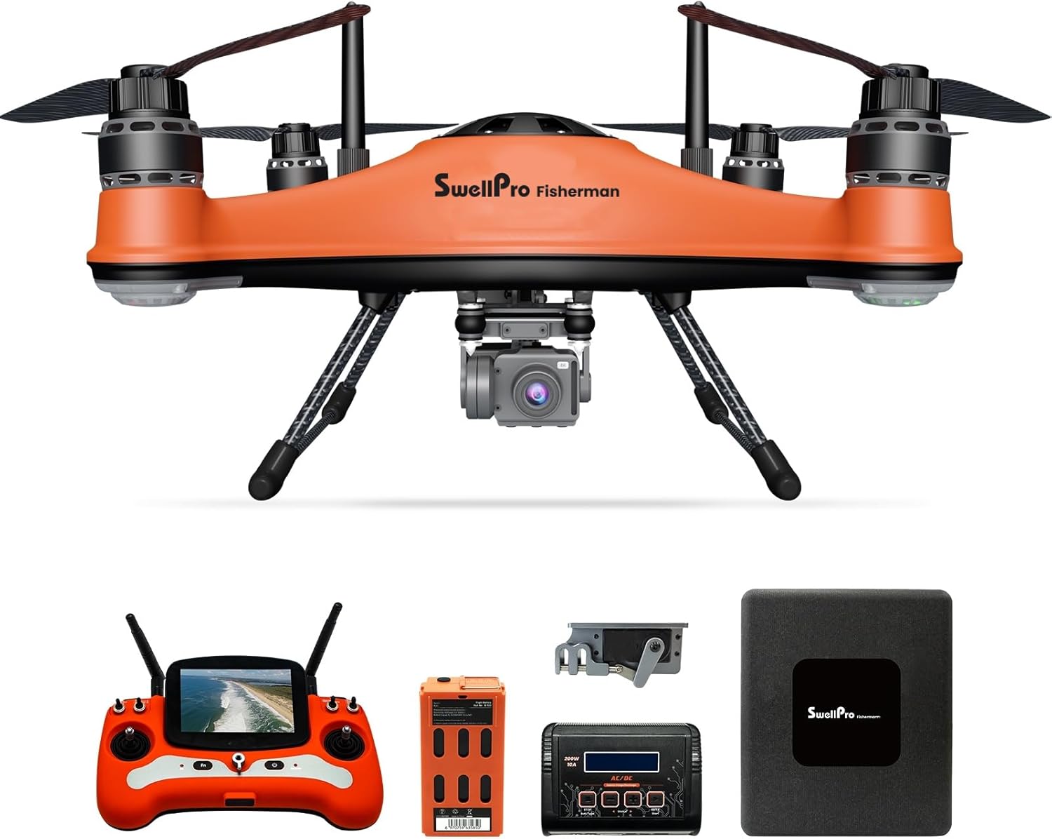 SwellPro Fisherman FD3 Fishing Drone with 4K Camera & 4.4LBS Payload Capacity, 1.3KM Casting Range, Auto Drop & Return, IP67 Waterproof Advanced Drone Set for Adults