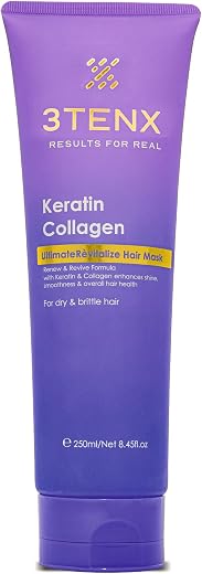 3TENX UltimateRevitalize Hair Mask | Strengthen &amp; Repair Damage, Frizz, Brittle Hair with Keratin, Collagen | Salon Grade,...