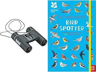 Bushnell - Powerview - 12x25 - Black - Roof Prism - Insta-Focus - Adjustable Diopter - Extreme Robustness - 131225 & National Trust: Out and About Bird Spotter