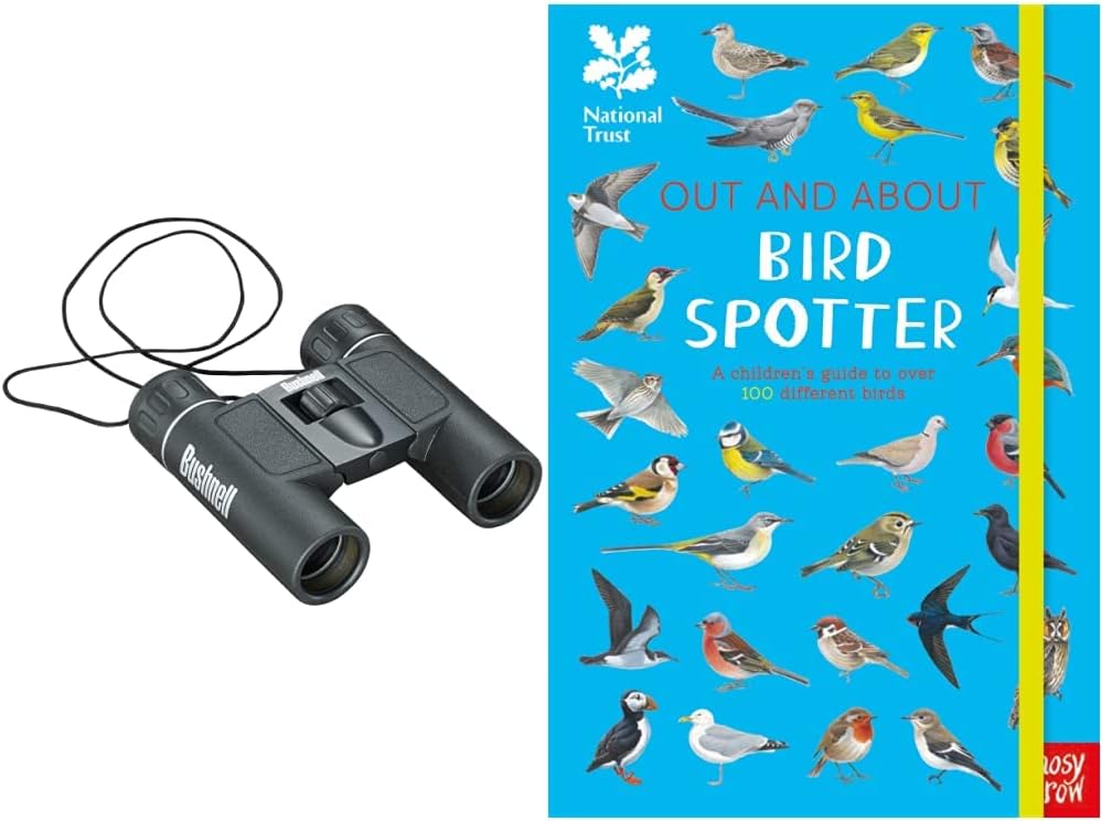 Bushnell - Powerview - 12x25 - Black - Roof Prism - Insta-Focus - Adjustable Diopter - Extreme Robustness - 131225 & National Trust: Out and About Bird Spotter