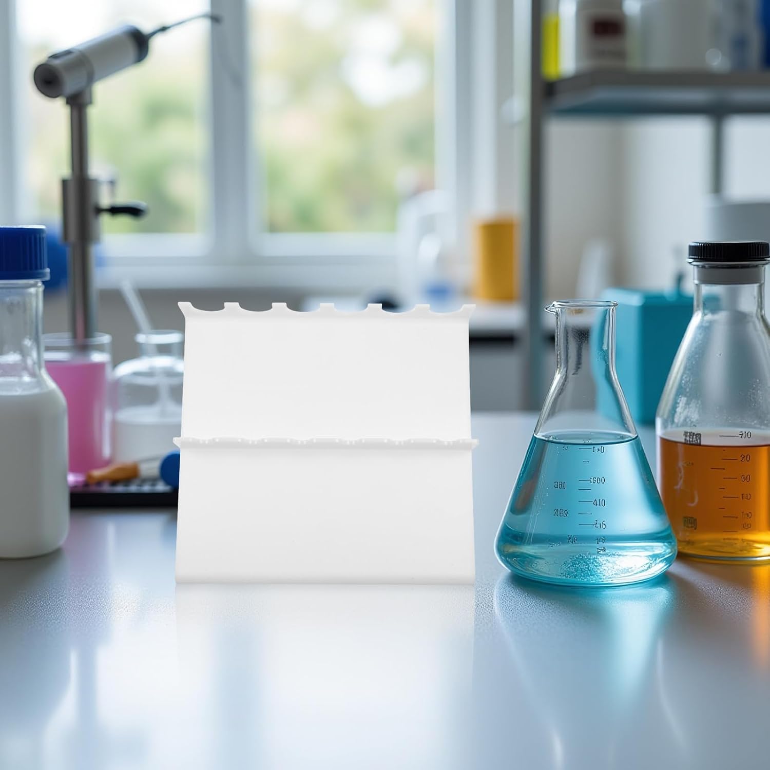 Plastic Z-Shaped Pipette Stand Rack, Laboratory Pipettor Storage Organizer, Space-Saving Micropipette Holder for Scientific Experiments and Lab Equipment