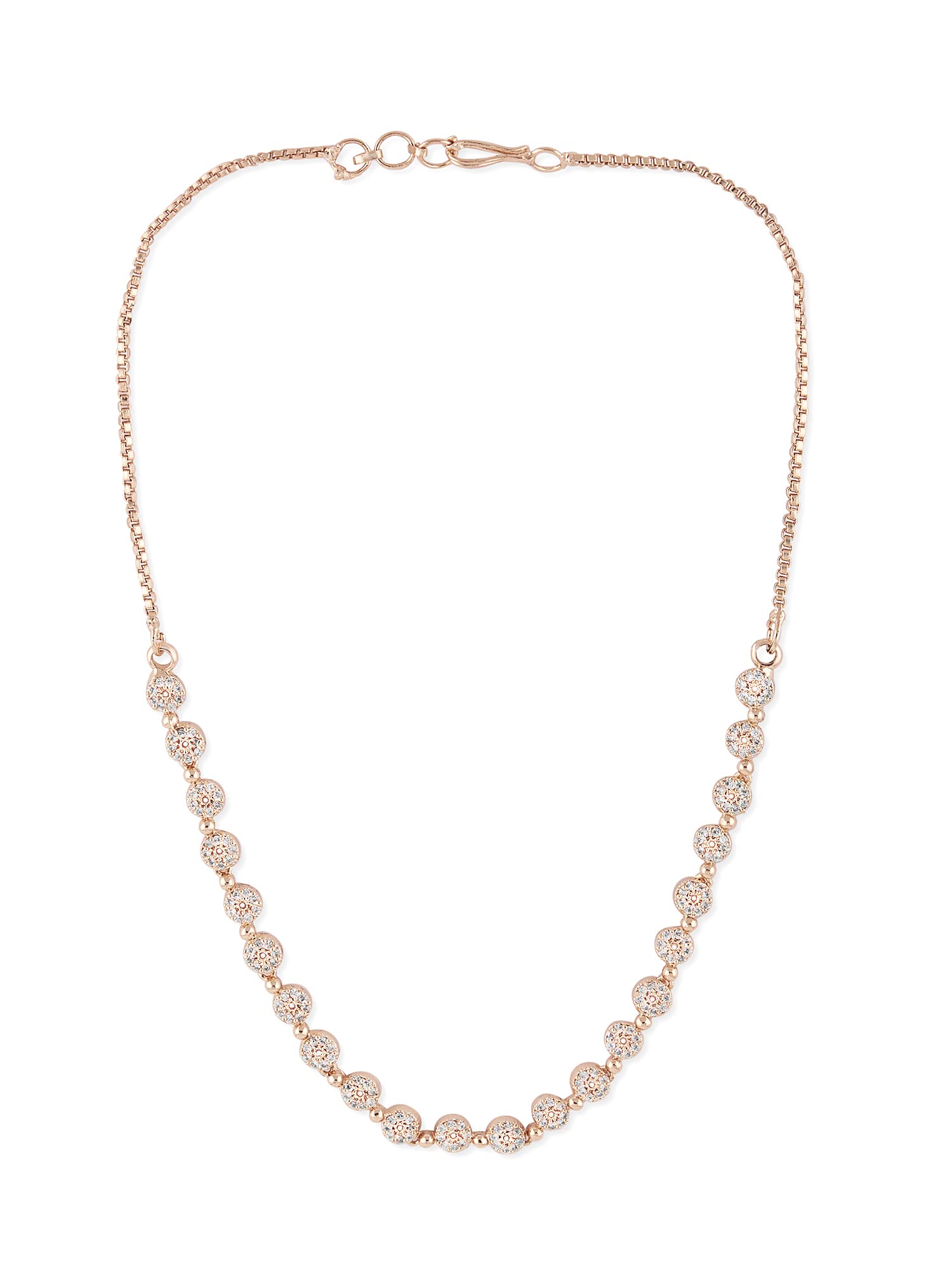 ZAVERI PEARLS Rose Gold Contemporary Cubic Zirconia Sleek Necklace For Women-ZPFK15268 (B0BRXMYQ85) Amazon Price History, Amazon Price Tracker