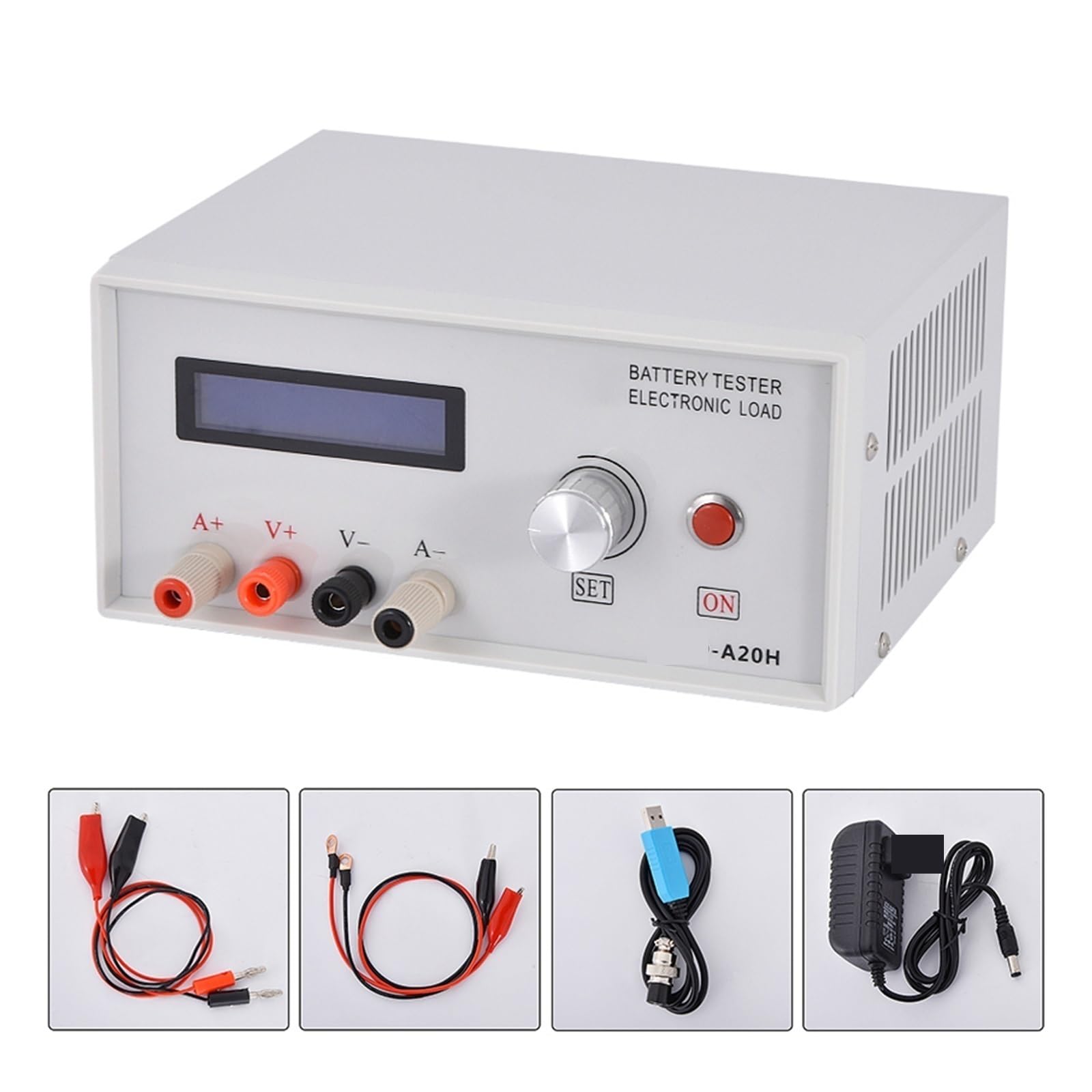 Tester Batterie, A20H Carico elettronico Tester di capacità della batteria Modello di test di alimentazione Strumento di misurazione del tester di scarica della batteria 200W,Tester Pile