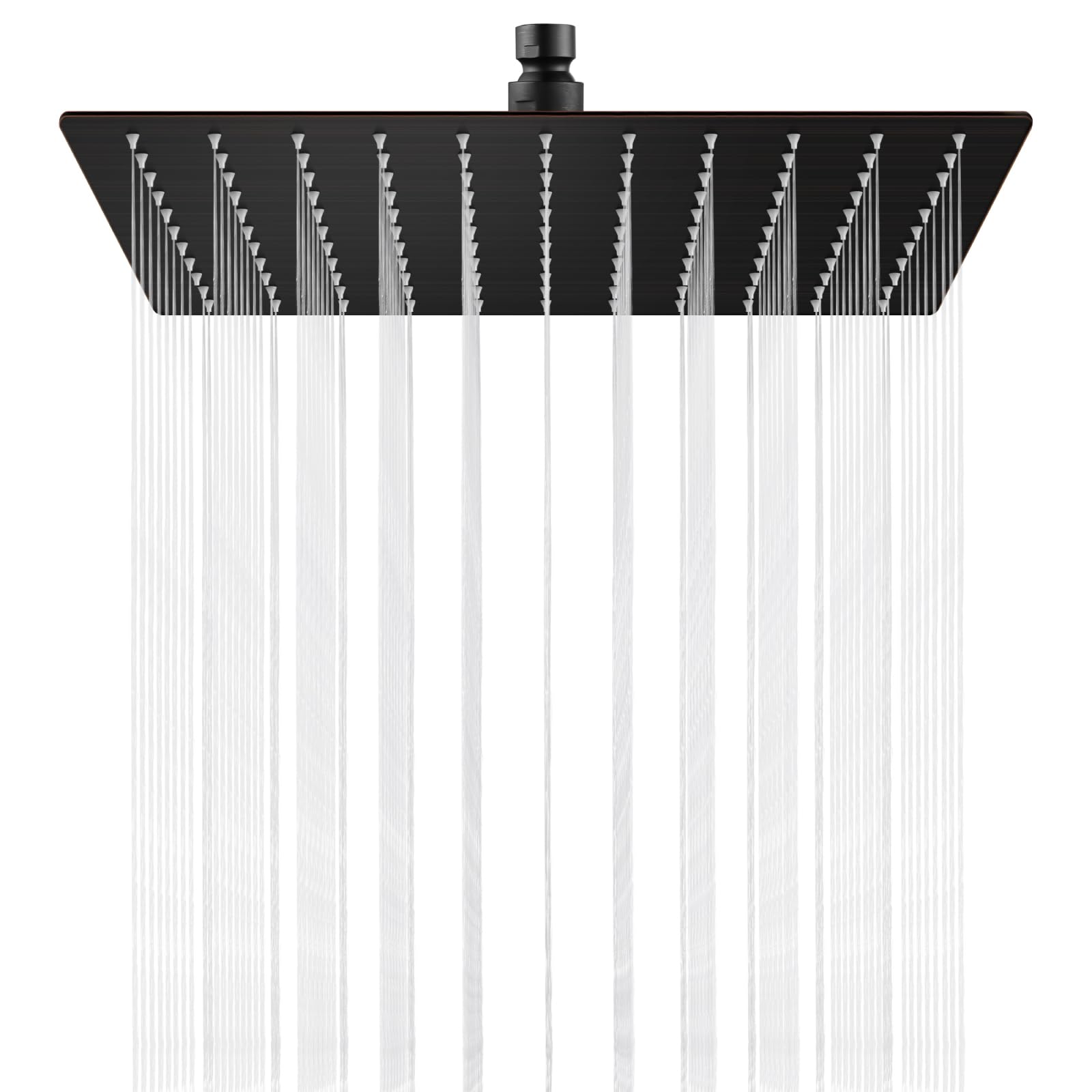 Midanya Rainfall Shower Head Oil-Rubbed Bronze 10 Inch Square Stainless Steel Rain Showerhead High Pressure Waterfall Crackproof Coverage with Silicone Nozzle 1/16" Ultra Thin Design Swivel Connector