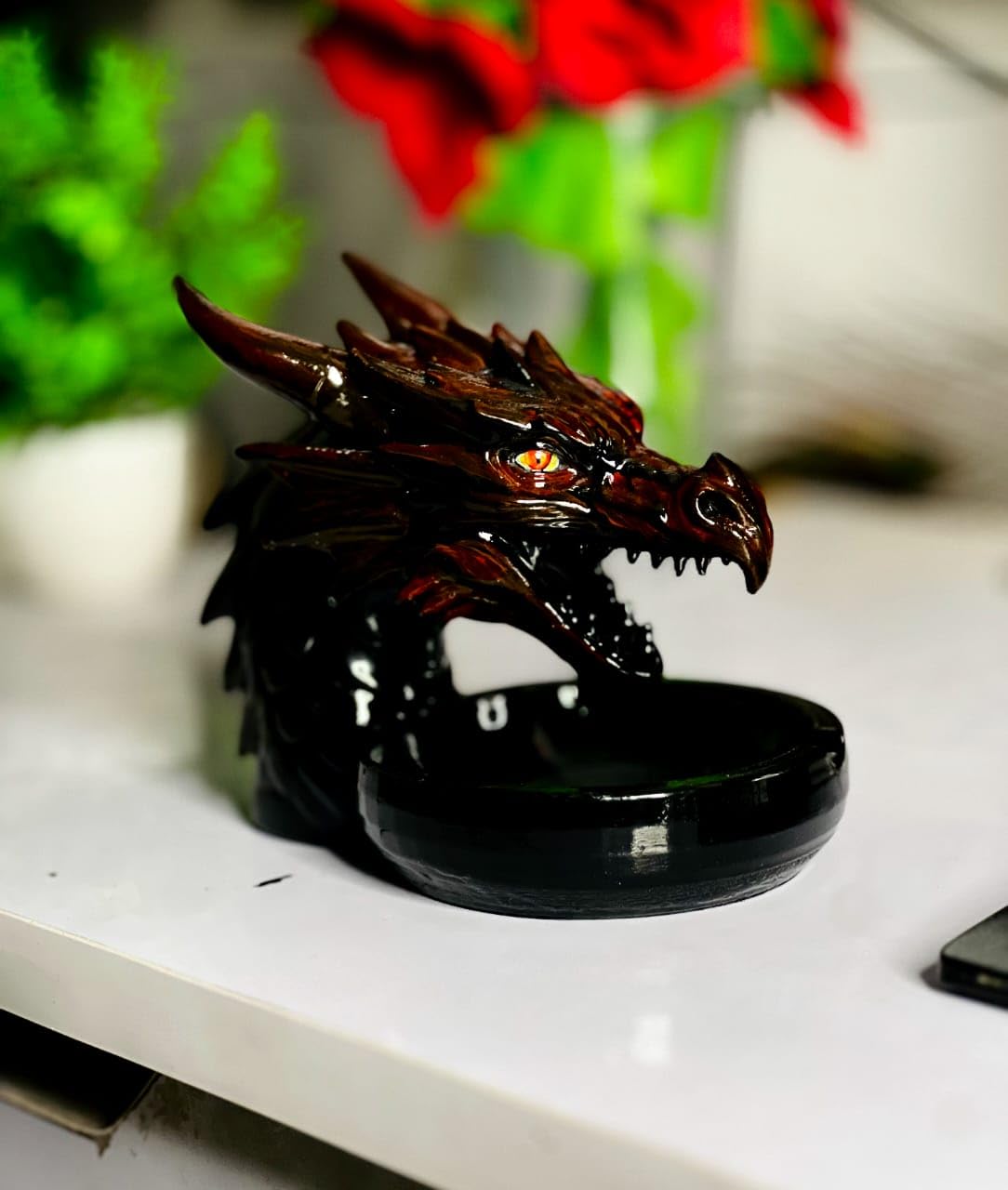 Inferno Fang Ashtray – 3D Printed Dragon Head Ashtray | Handcrafted PLA Plastic Fantasy Decor | Unique Smoking Accessory & Dragon Gift for Men-picture-19