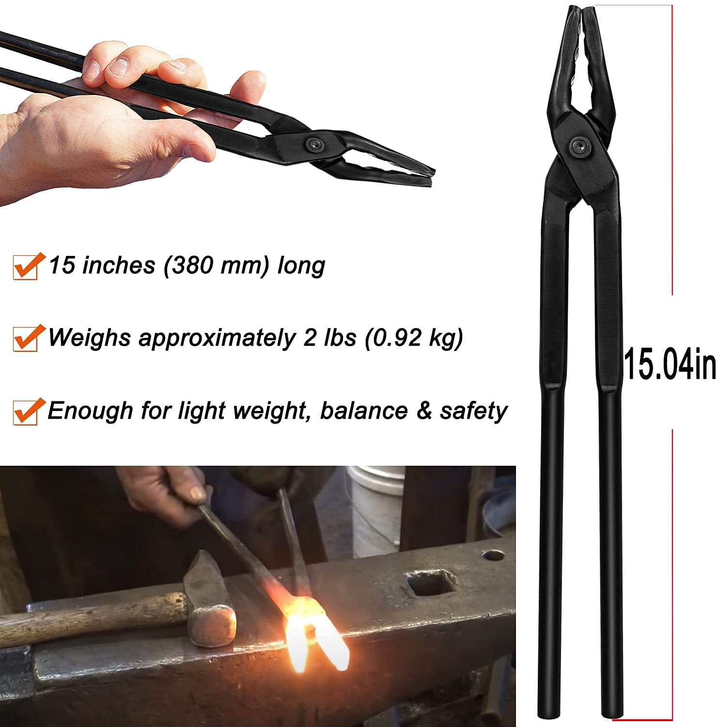 Pinza a mascelle di lupo da fabbro potenziata - Pinza da fabbro da fabbro da 380 mm (15 pollici)