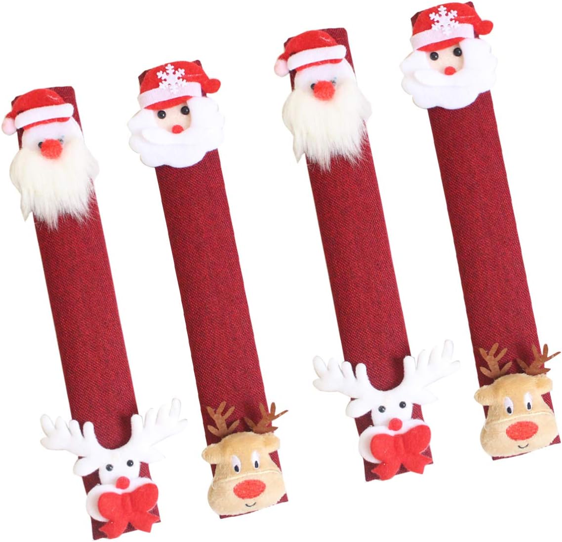 BESPORTBLE 4pcs Christmas Refrigerator Door Handle Covers Microwave Oven Dishwasher Kitchen Appliances Covers Door Handle Linen Cloth Protector