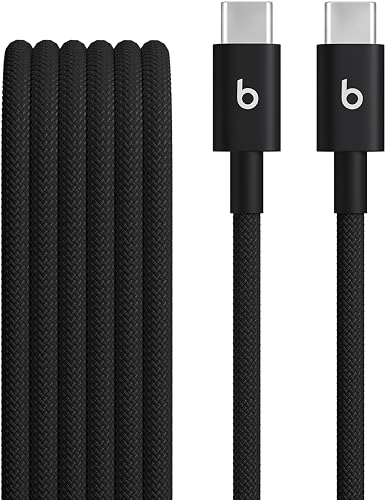 Beats USB-C to USB-C Woven Cable, Fast Charging, Durable/Tangle-Free, Compatible Charger for Apple & Android USB-C Devices (1.5 m) – Bolt Black