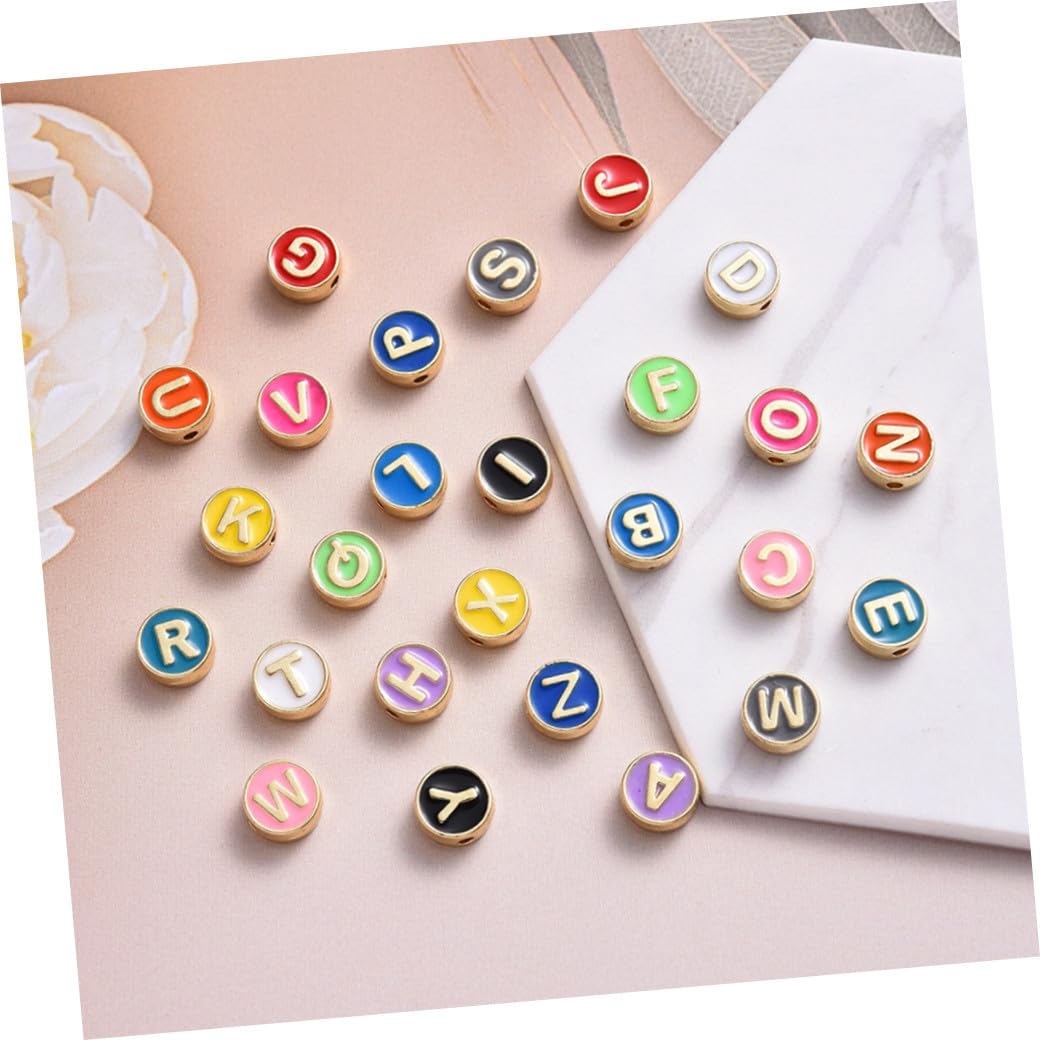 Gadpiparty Perlas De Letras De Aleación Coloridas Para Fabricación De Joyas Diy Para Pulseras Y Accesorios De Manualidades 26 Piezas X 4
