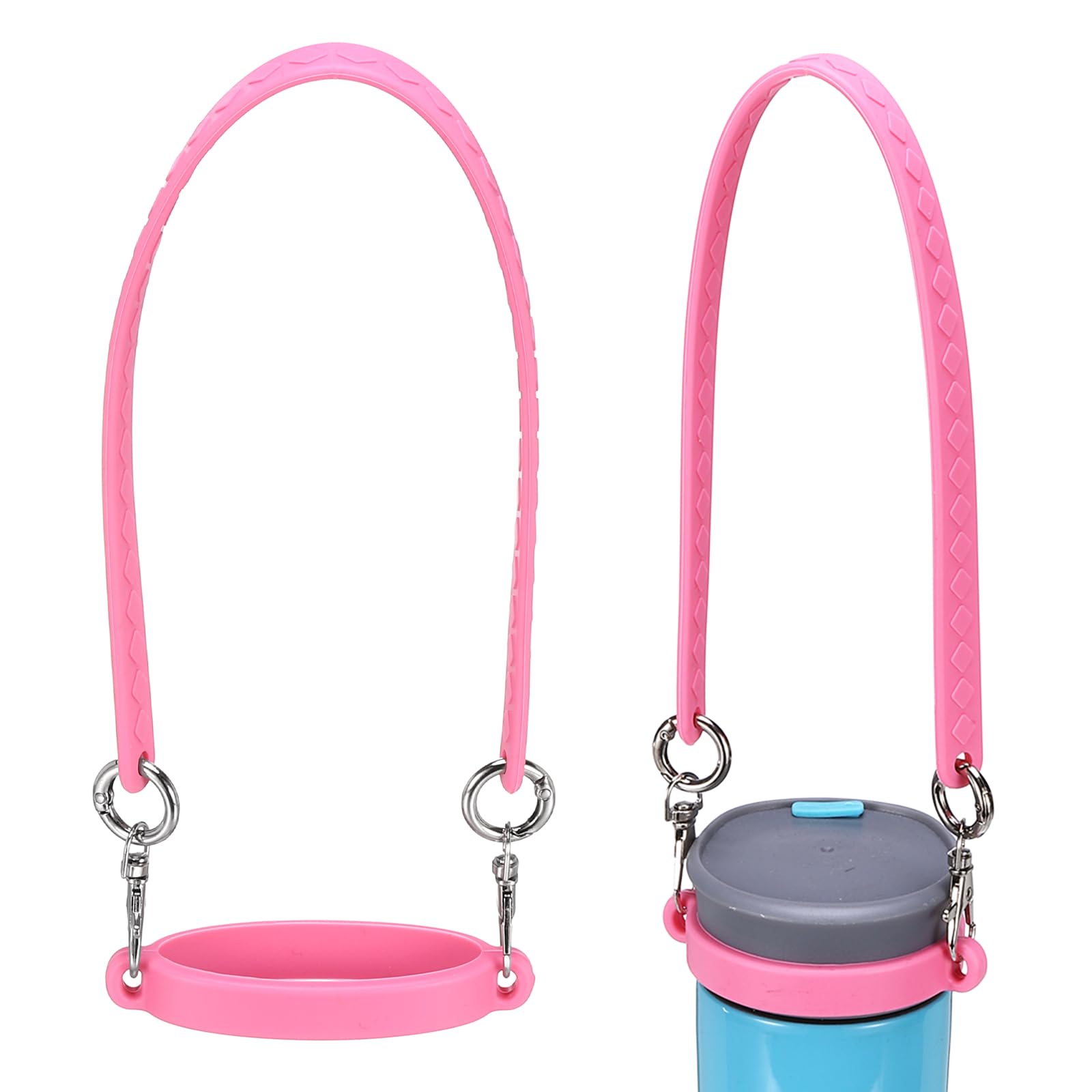YELARXI Silicone Water Bottle Handle, Water Bottle Handle Strap Universal Carrier Strap for Stanley Cup Accessories & Rose Red-Fitting for (Hiking/Camping/Gym/Fitness/Travel/Outdoor Use)