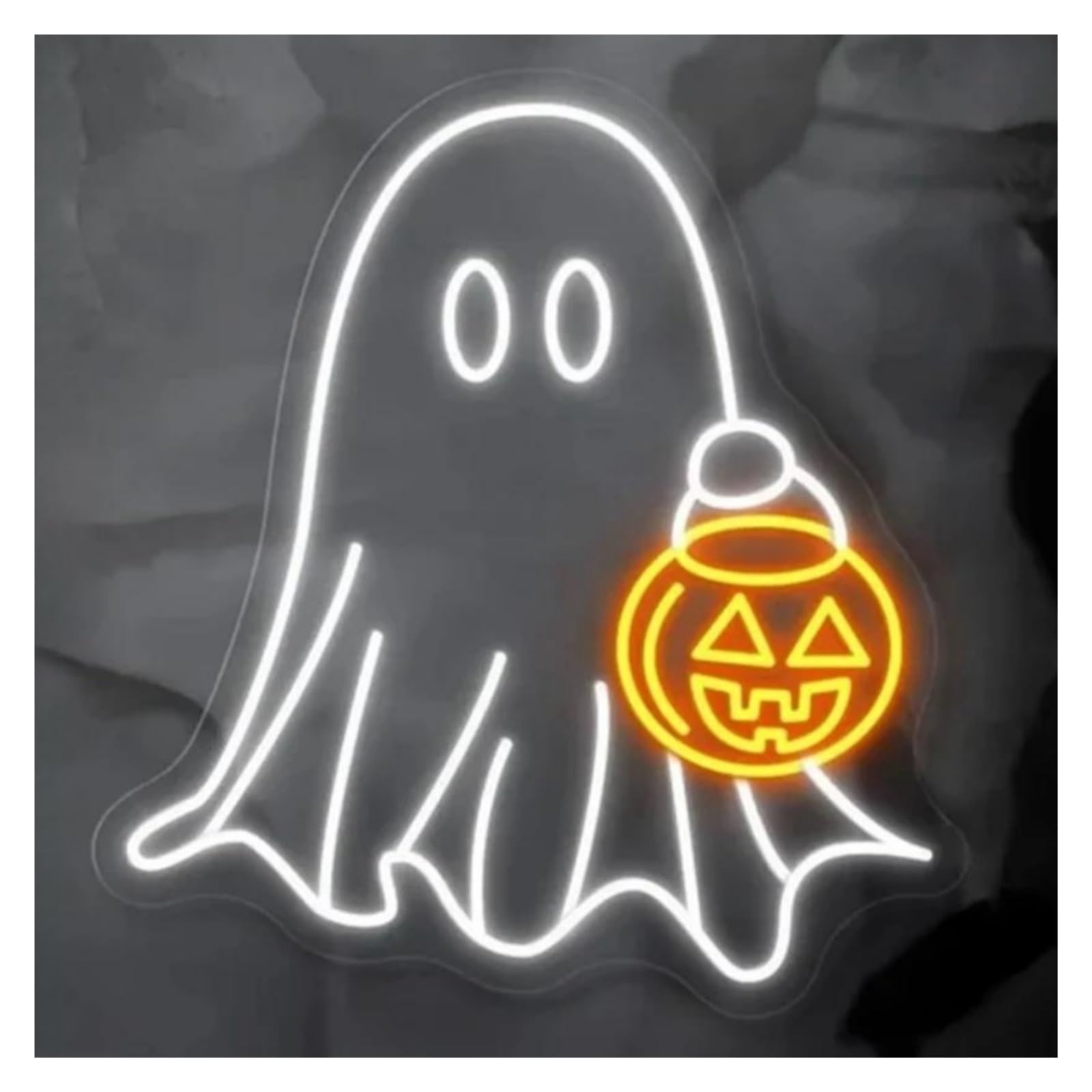 LEMST Signs Lamp Pumpkin Neon Signs USB Powered Adjustable Brightness Ghost Neon Lights, for Room Wall Decoration 33cmx36cm