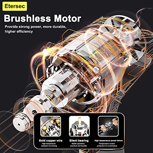 Etersec Cordless Impact Wrench 1/2 Inch High Torque 370 Ft-Lbs (500N.m), With 2X 4.0Ah Lithium Batteries,1 Fast Charger, 15 Sockets,4 Drills,10 Screwhead,Brushless Electric Impact Gun For Car Home #TOP6