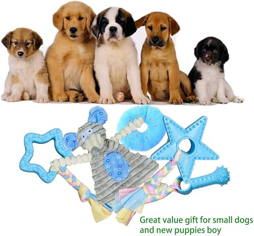 Miniatura 6 de Juguetes para cachorros para dentición, juguetes masticables para cachorros para perros pequeños, suministros para cachorros, azul, tamaño Corgi de