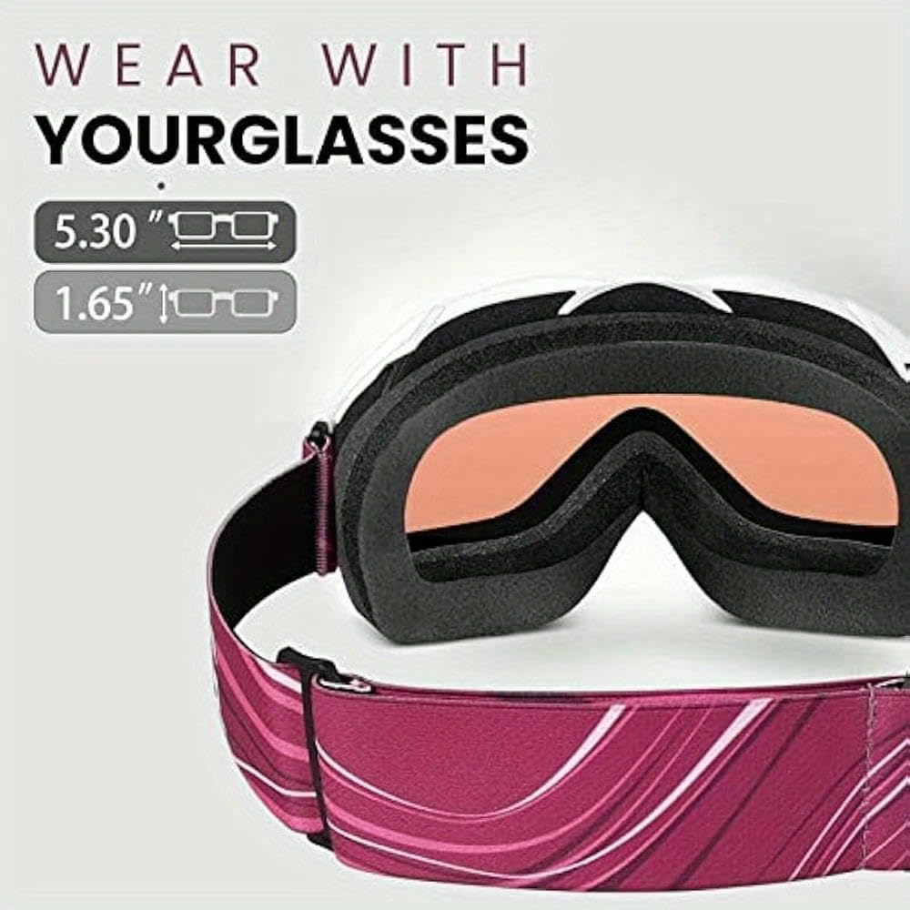 Gogle narciarskie NYSDM Gogle snowboardowe na okulary Wymienne szkła Ochrona UV Technologia przeciwmgielna Biała ramka