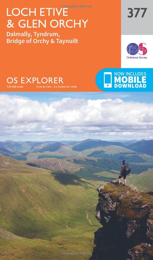 Ordnance Survey Unisex Orange Explorer 377 Loch Etive & Glen Orchy Map With Digital Version,