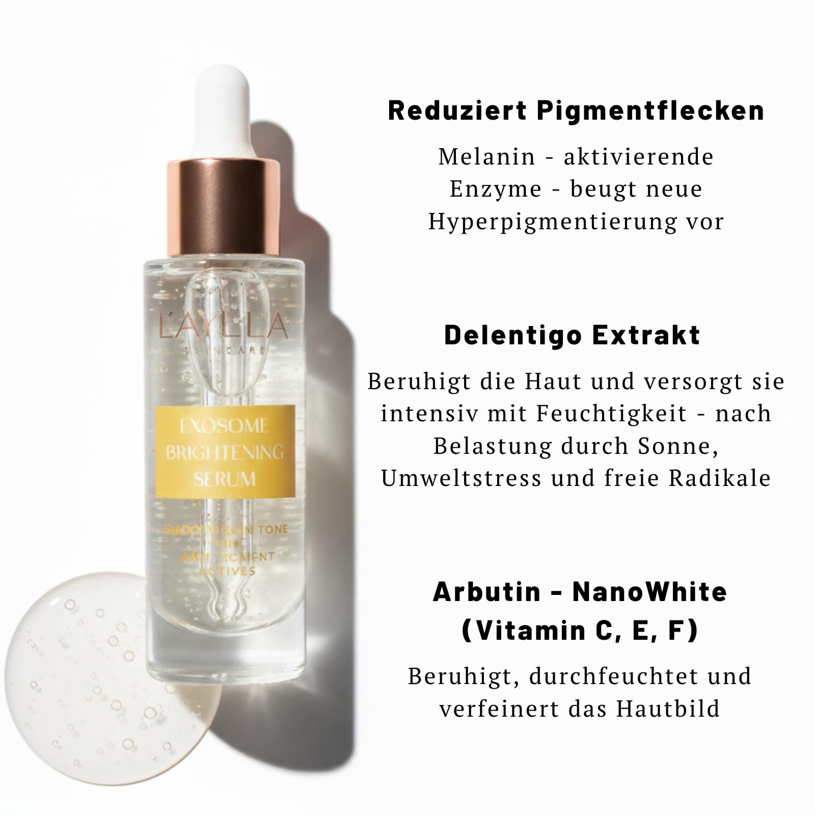 L'AYLLA Leke Karşıtı Niacinamide Serum - Eksozom ve Arbutin ile Zenginleştirilmiş Ton Eşitleyici Yüz Serumu | Aydınlatıcı Etkili & Leke Giderici Cilt Bakımı | Longevity Skincare
