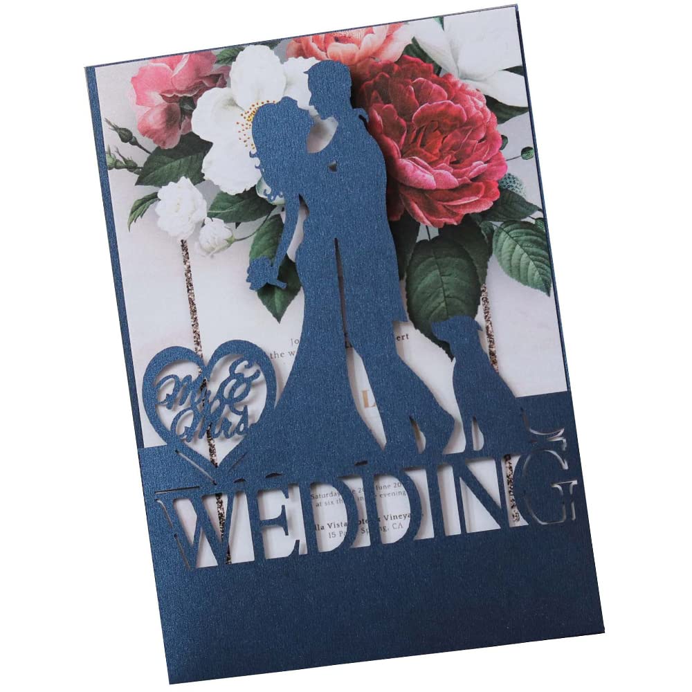 ART NUVO Invitaciones De Boda – Paquete De 20 Unidades De 135 X 135 Mm Con Inserciones Y Sobres Imprimibles Para Boda – Corte Láser Con Acabado De