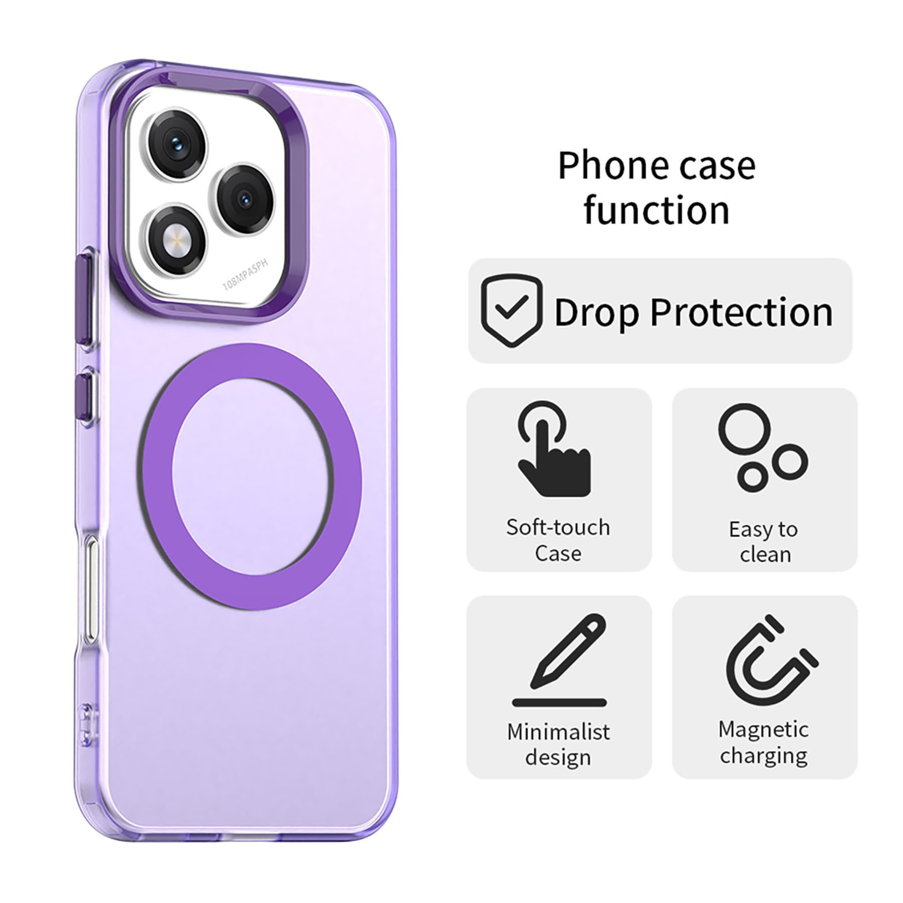 BENTOBEN Magnetic Case For Honor 400 Lite 5G [Compatible With MagSafe], Military Grade Drop Protection Slim Ultra Thin Translucent Matte Anti-yellow