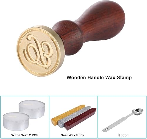 Miniatura 4 de Yoption - Kit de sellos de cera con letra B, juego de sellos de cera con letras iniciales vintage con letras iniciales del alfabeto (B)
