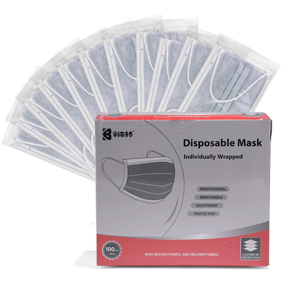 bigox Face Mask Individually Wrapped Disposable 100 Pack