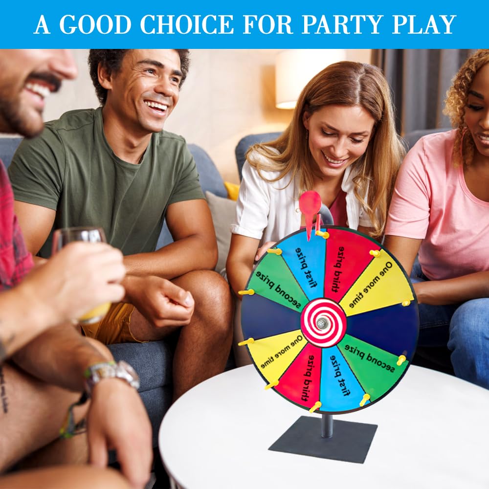 Ruota della Fortuna, 1x10 Slot Ruota Girevole per Premi, 1x 15 Slot Ruota Premio da Tavolo Spinning con Gomma e pennarelli, Gioco Ruota della Fortuna dei Colori per Fiere Feste Pub Carnevale