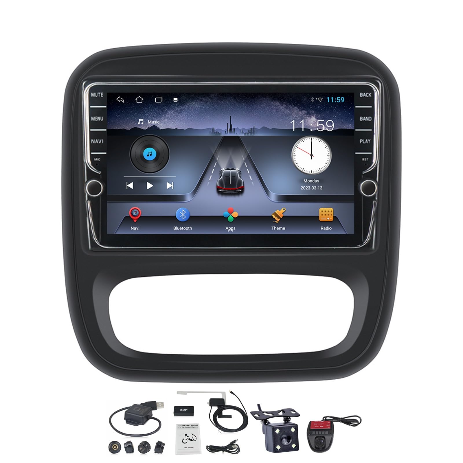 Autoradio 2 Din CarPlay et Android Auto avec caméra de recul pour Opel Vivaro B et Trafic 3
