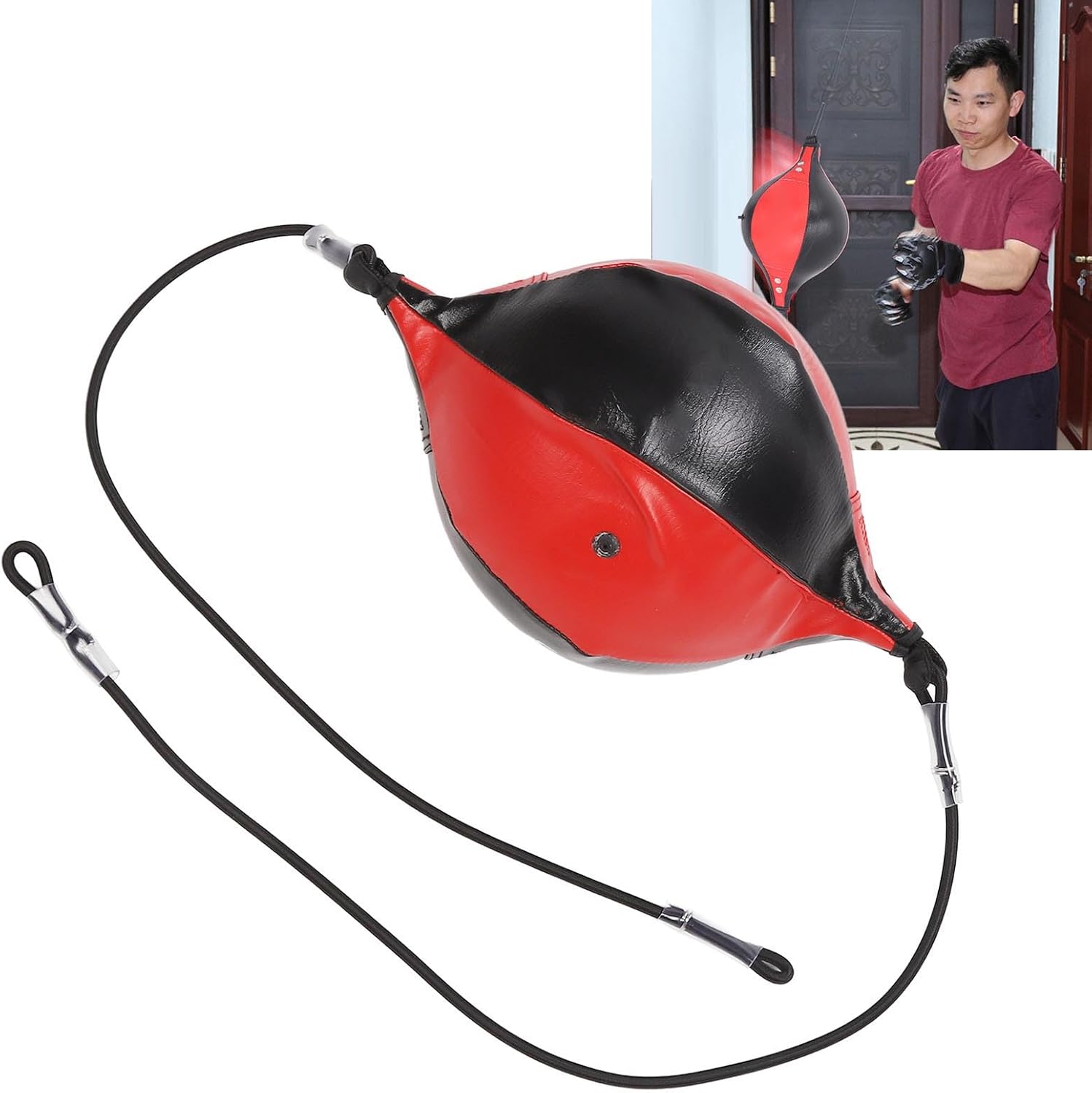 Double End Punching Ball, PU Leather Speedbag Pear Hanging Speed Punching Bags Boxing Training Ball Equipment for Reaction Eye Coordination Training