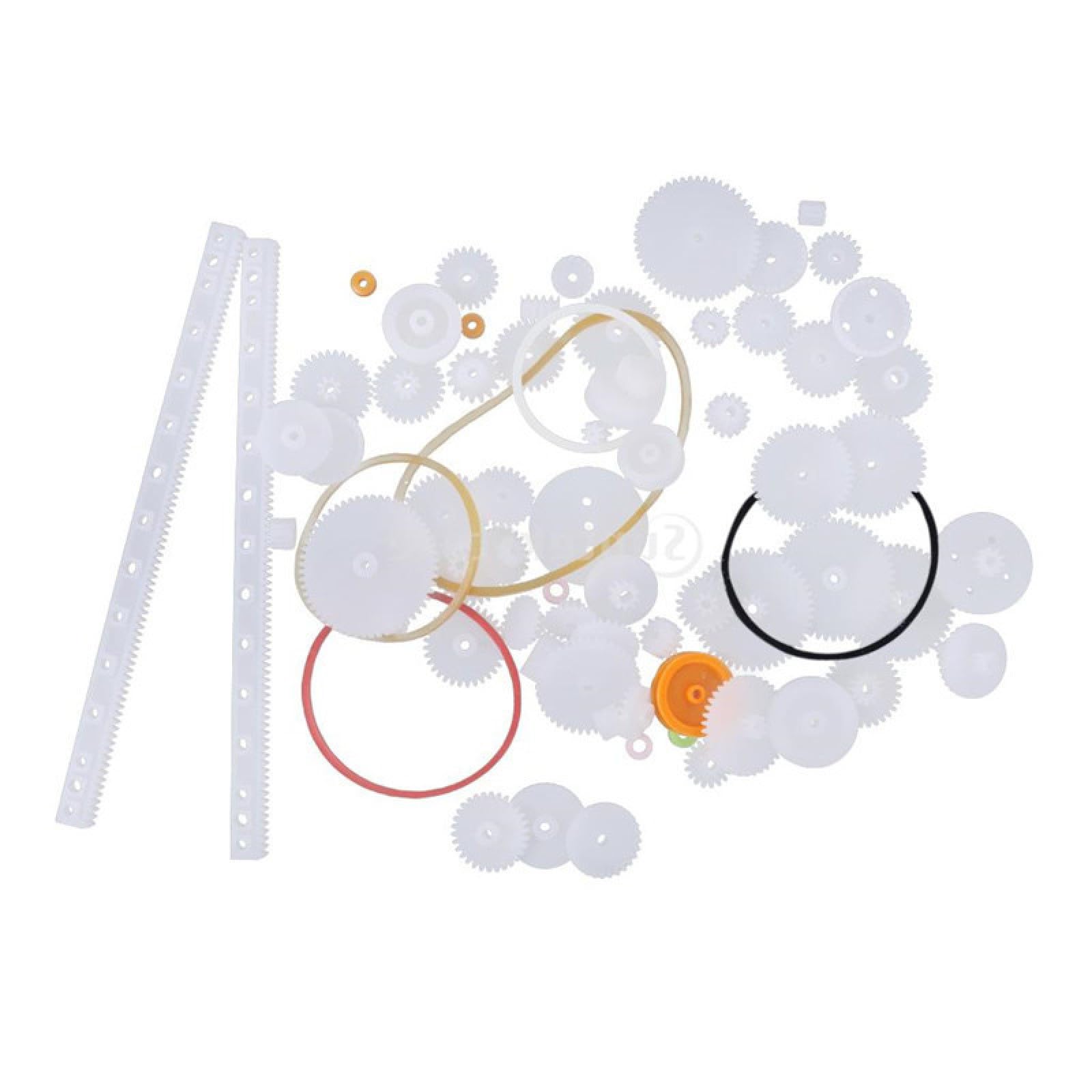 SENRISE 60 Pieces Plastic Gear Package Kit DIY Gear Assortment Accessories Set for Motor Car Robot Various Gear Axle Belt Bushings