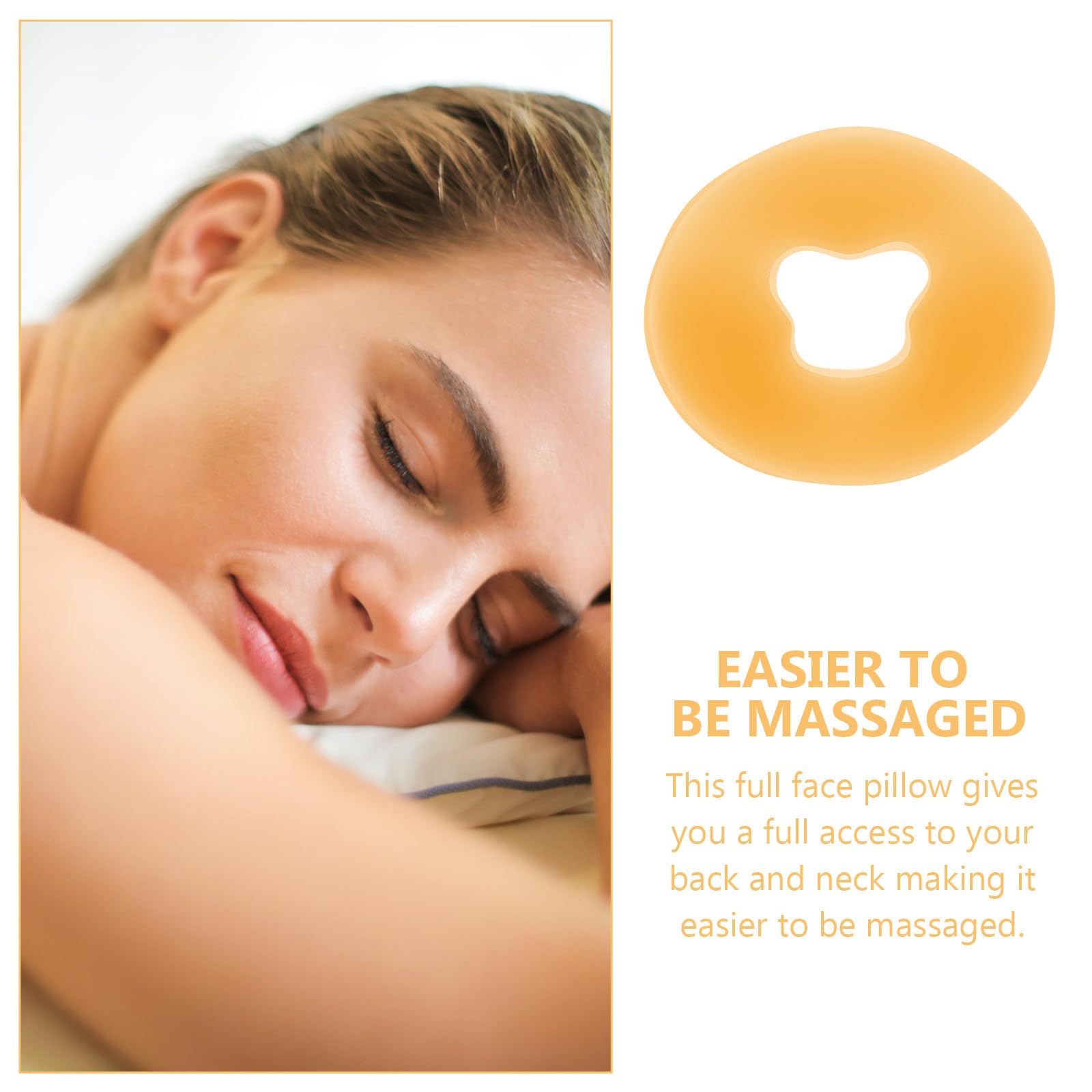 Coussin Facial en Silicone Orange Confortable Appui Face Bas pour Spa et Centres, pour Massages et Soins du Visage