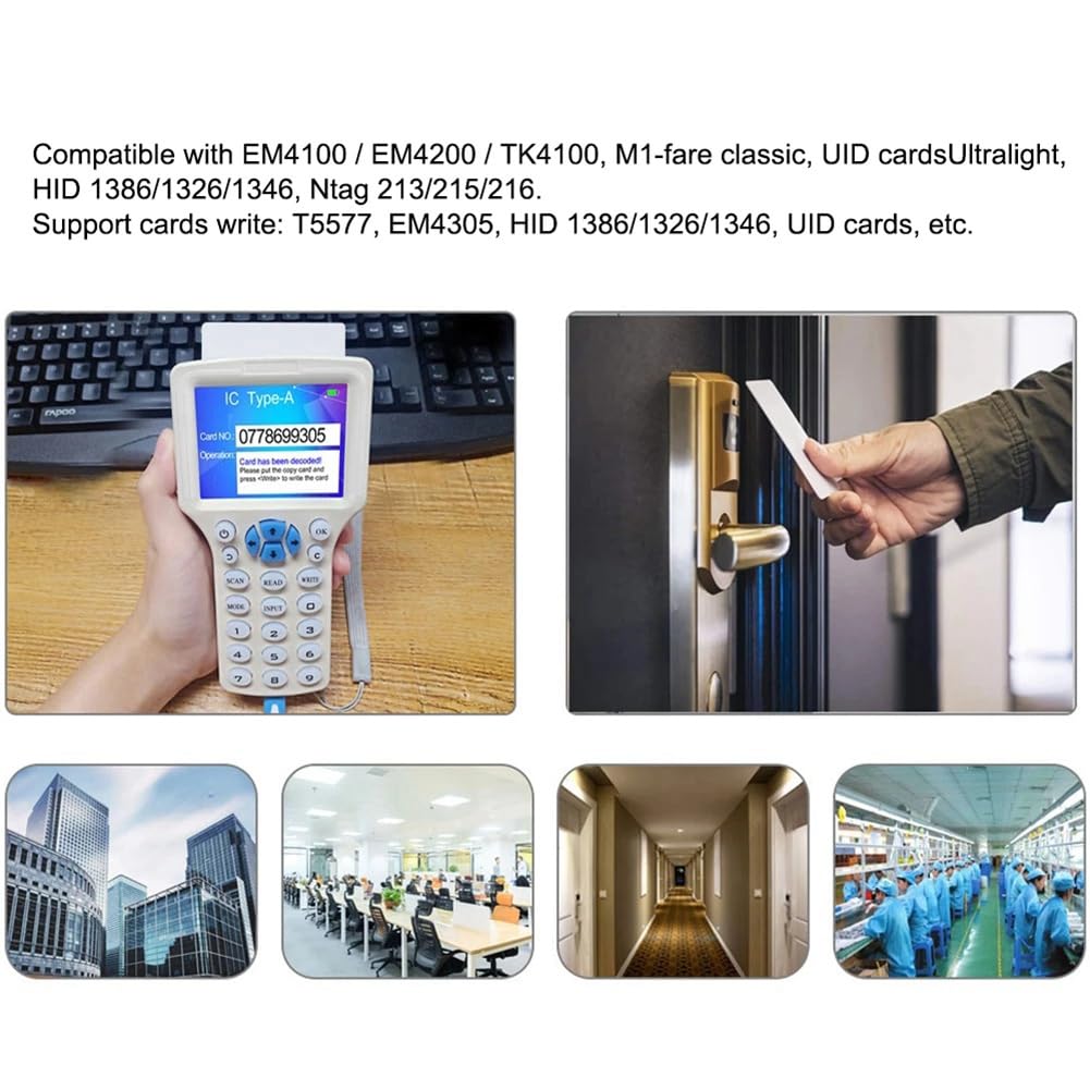 Lector RFID Grabador Duplicador 10 Frecuencias NFC Programador de Tarjetas a 125KHz 13.56MHz Descodificador Cifrado Llave Inscriptible