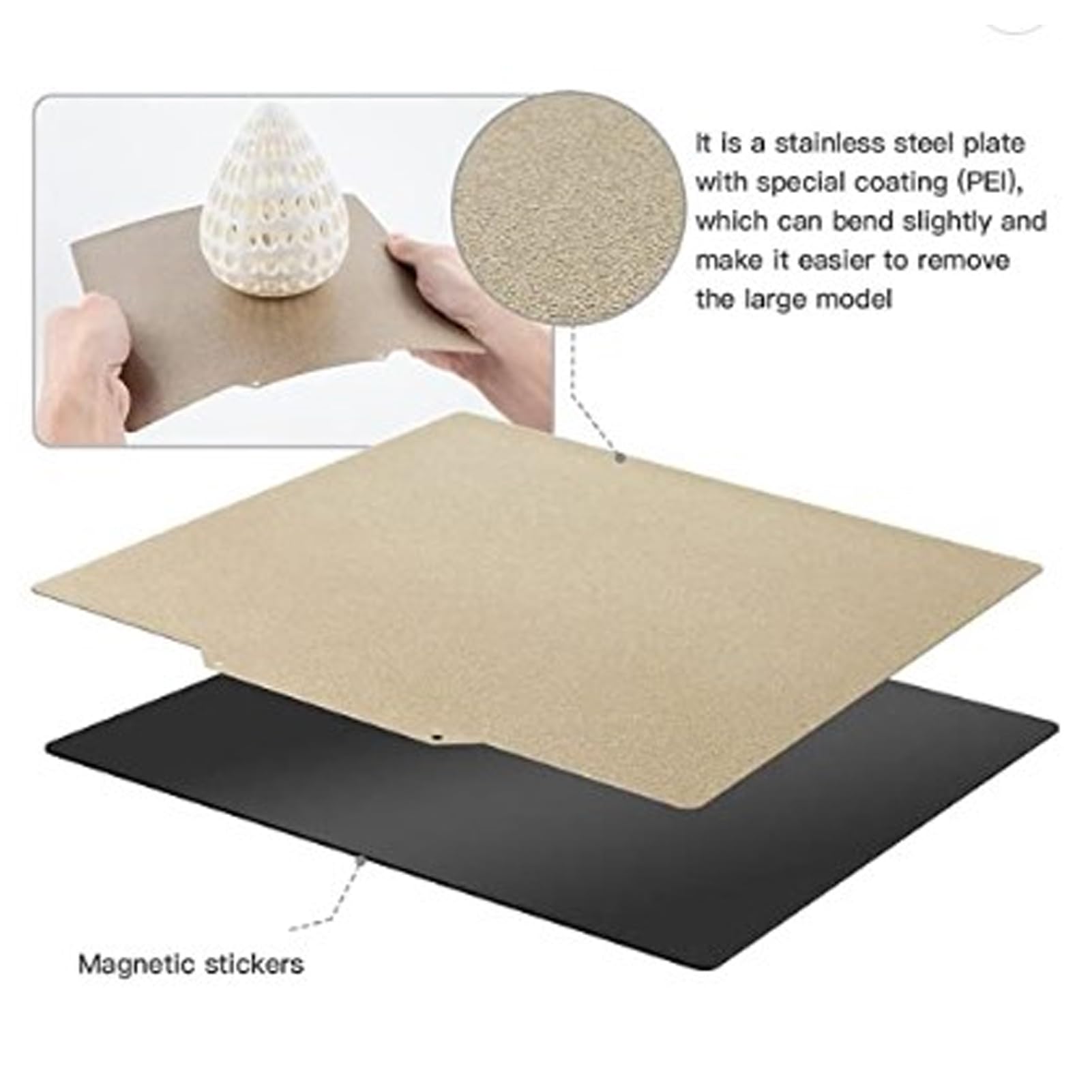 3D-Drucker Bauplatte Plattform 220x240mm Federstahl PEI Platte Magnetische Basis Doppelseitige PEI Beschichtung Abnehmbare Flexible Platte 3D-Drucker Beheiztes für ANYCUBIC I3 MEGA