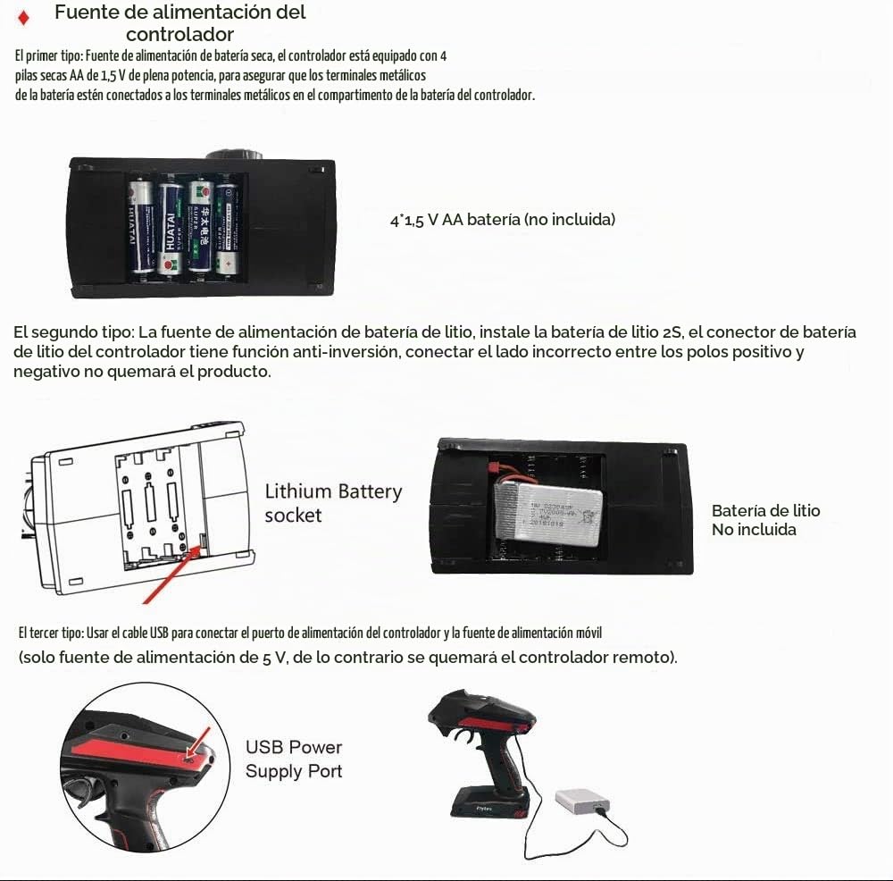 X6 2.4Ghz 6CH RC Transmisor Giroscopio Incorporado X6FG Receiver, Alarma de Baja Potencia y Protecciones Fuera de Control Controlador de Radio para automóvil/Barco/Tanque